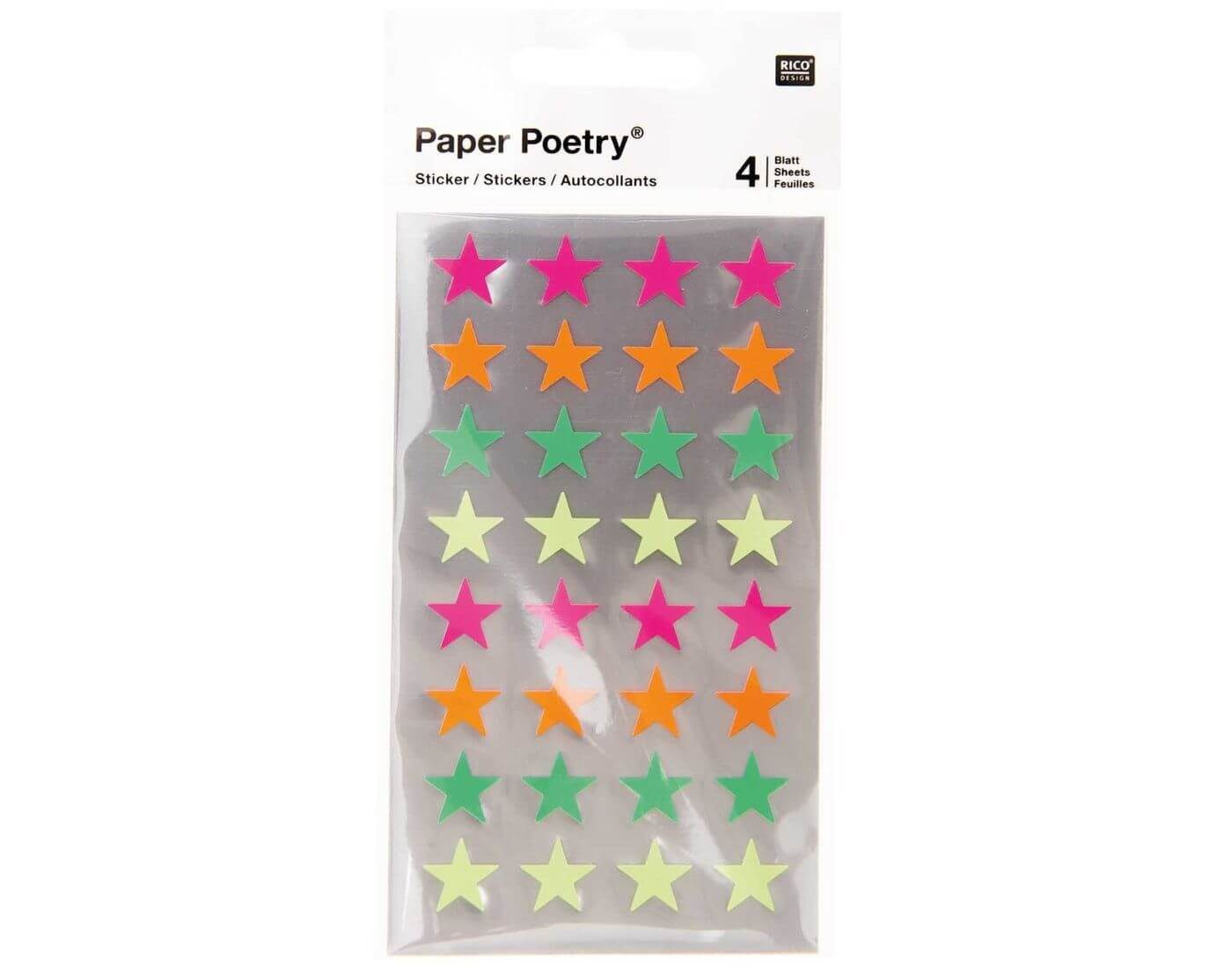 Rico Design Adventskalender Paper Poetry Sticker Sterne neon