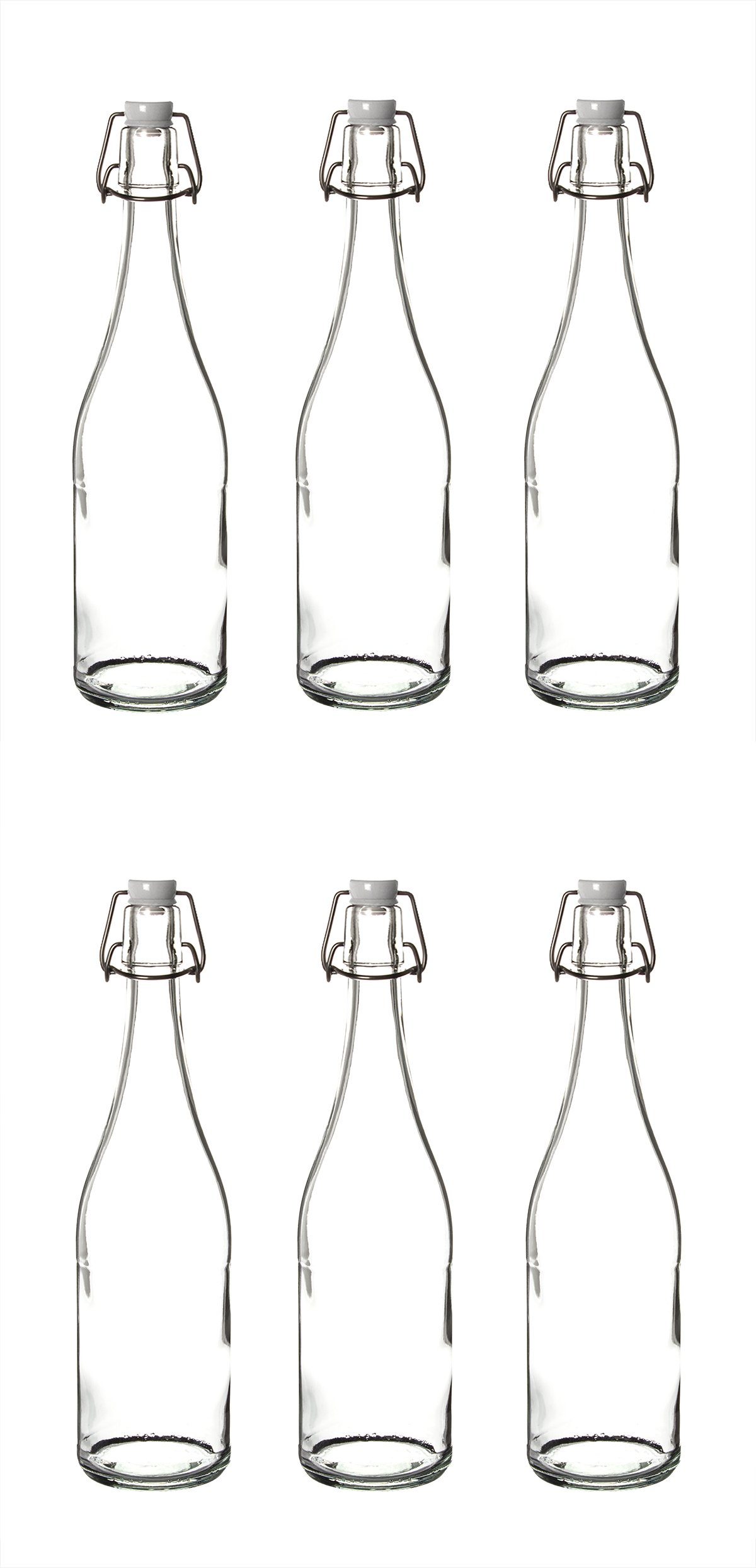 BigDean Trinkflasche 6x Glasflaschen mit Bügelverschluss 750ml −  Bügelflaschen zum Befüllen − Made in Germany − Bügelglasflaschen  Likörflaschen