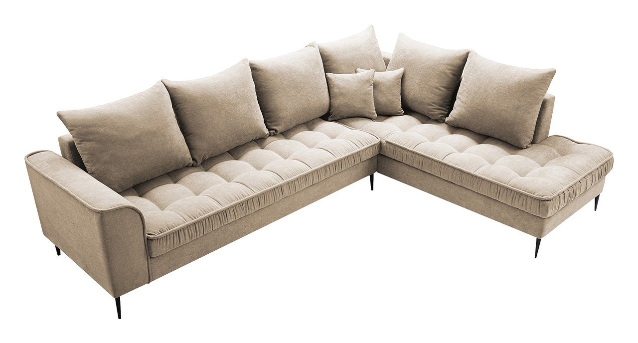 MKS MÖBEL Ecksofa VENA, Gemütlich Beige Soro Wohnlandschaft L-Form - Schlafsofa - Couch