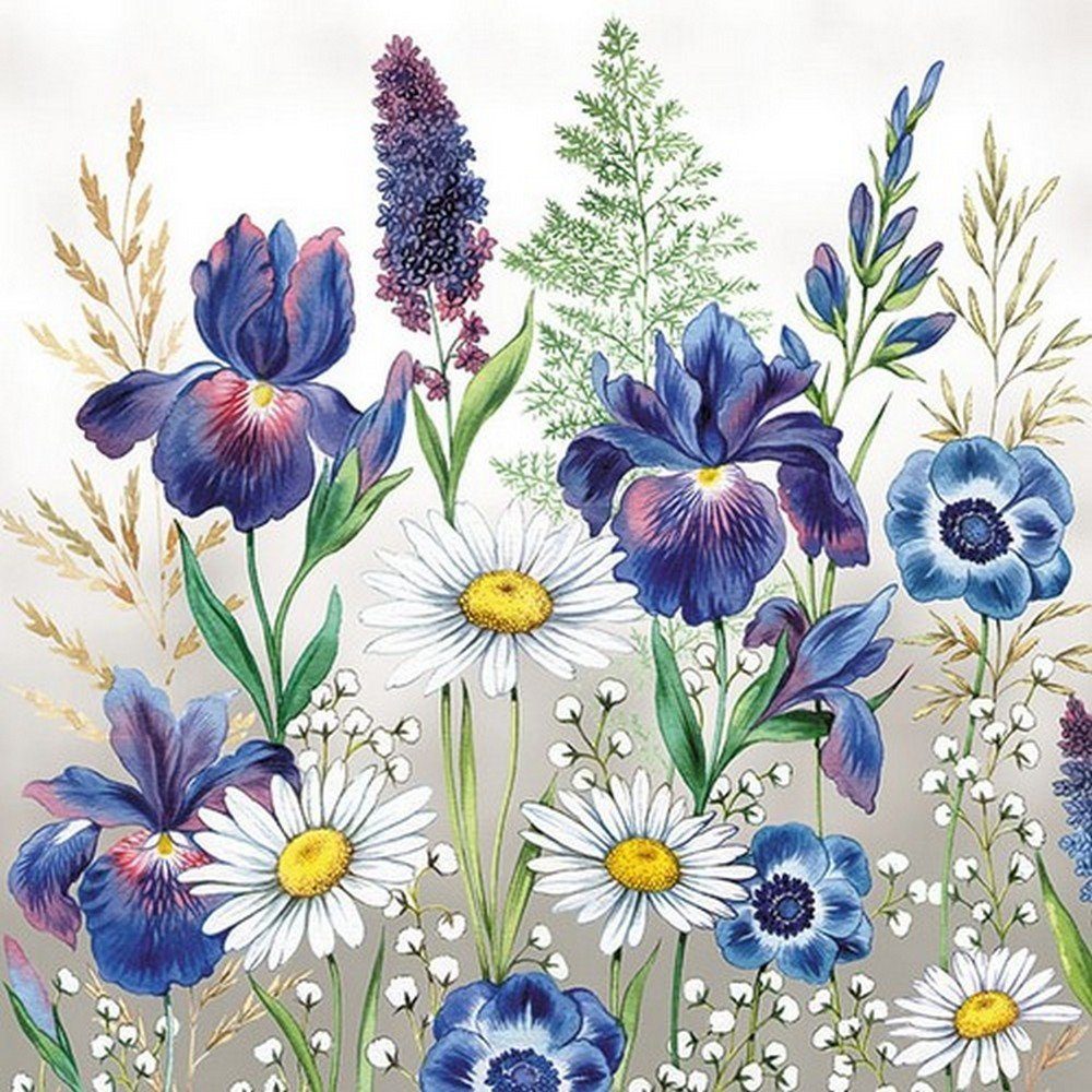 Ambiente Luxury Paper Products Papierserviette 20 Servietten Mixed Meadow Flowers 33x33cm, (20 St)