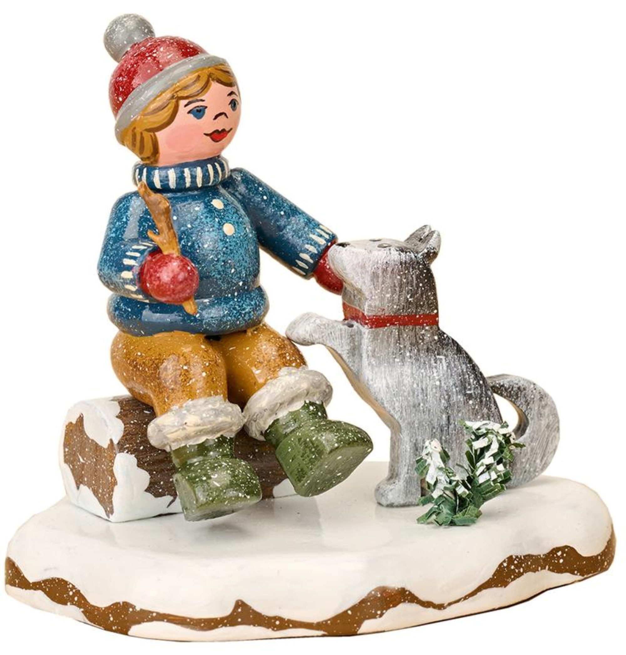 Hubrig Volkskunst GmbH Dekofigur Winterkinder Oscar, mein Freund Höhe 7 cm - Neuheit 2026, handbemalt