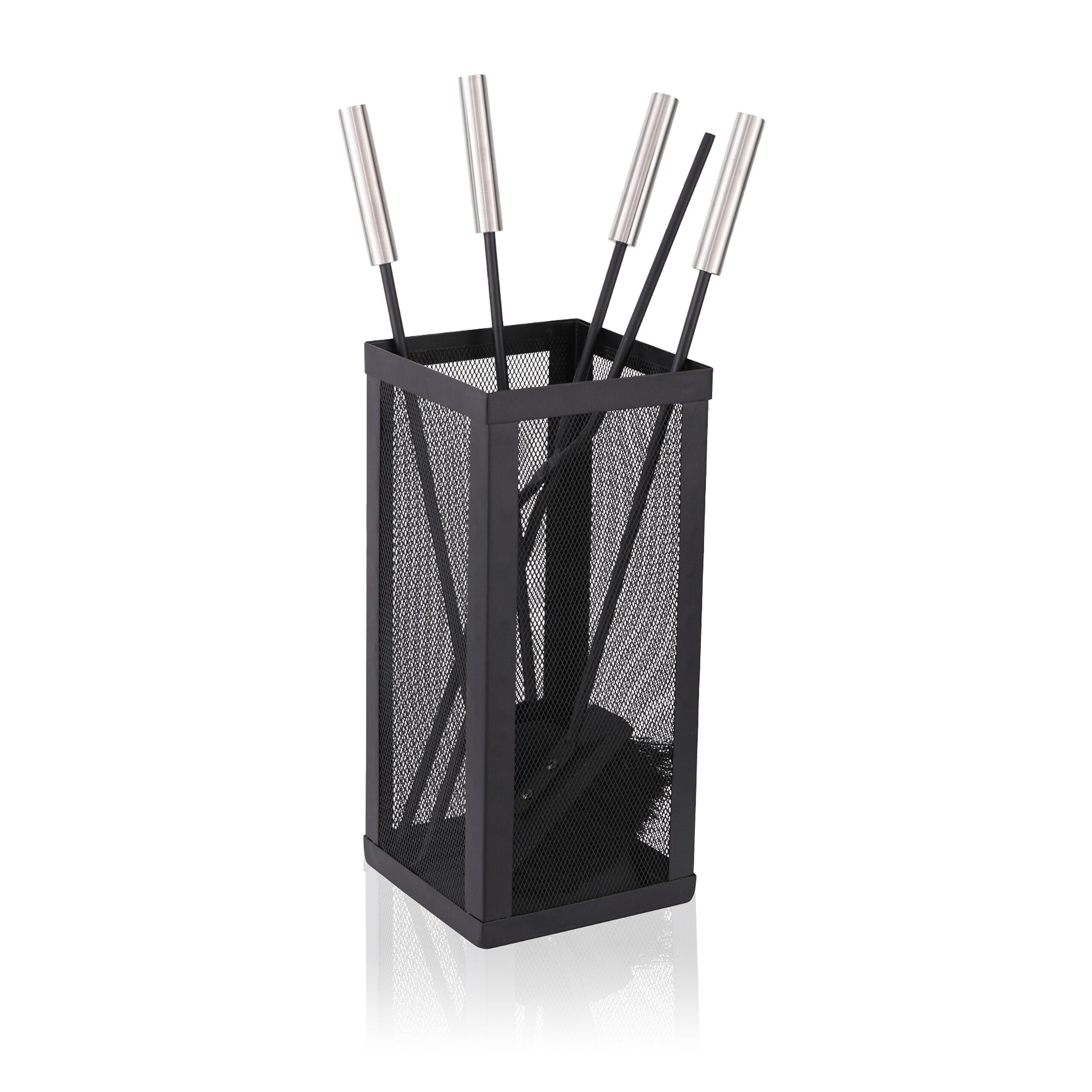 relaxdays Kamingarnitur 5-teiliges Kaminbesteck Edelstahlgriff