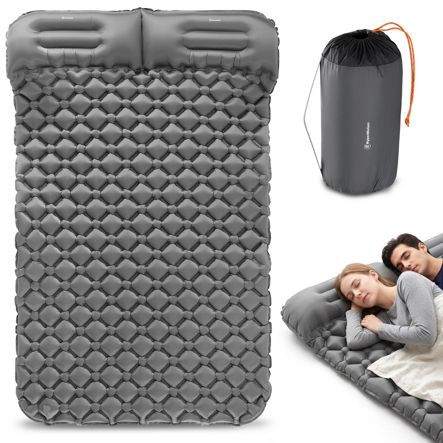 HyperMotion Luftmatratze HyperMotion Campmat 2 Isomatte für 2 Personen 190x120 cm grau