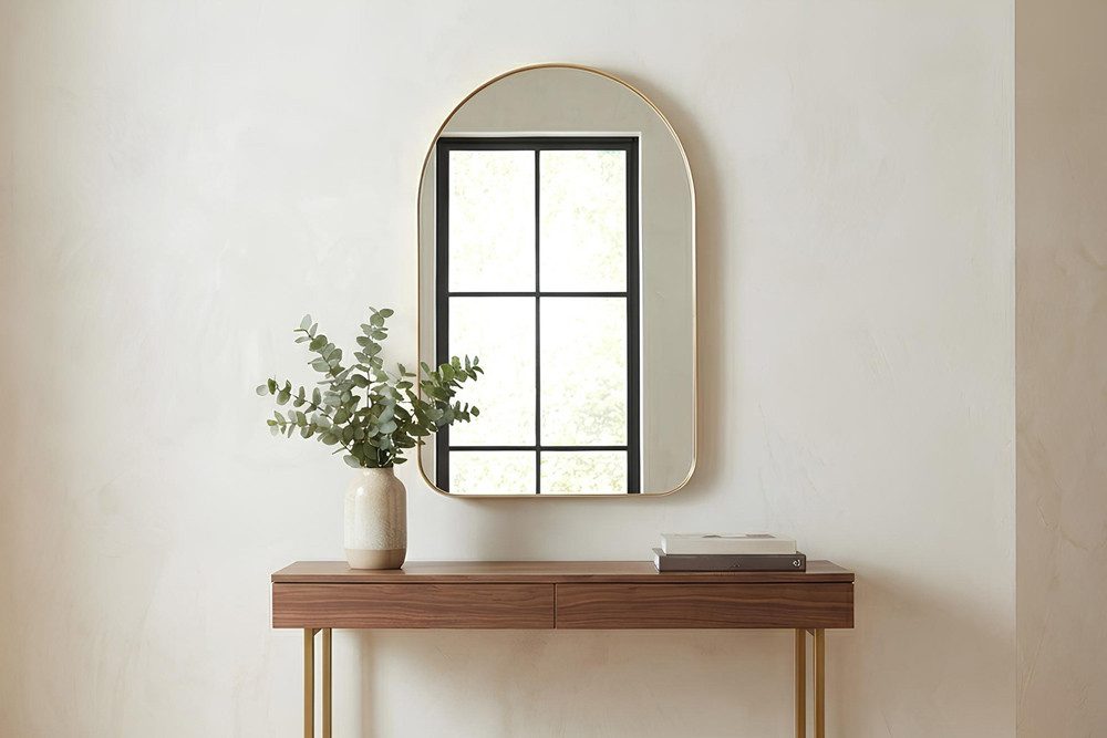 riess-ambiente Wandspiegel ARCA 90cm gold – Aluminium, Bogenform, Accessoire (Einzelartikel, 1-St), Spiegel für mehr Licht & Weite – ideal für Wohn- oder Schlafzimmer