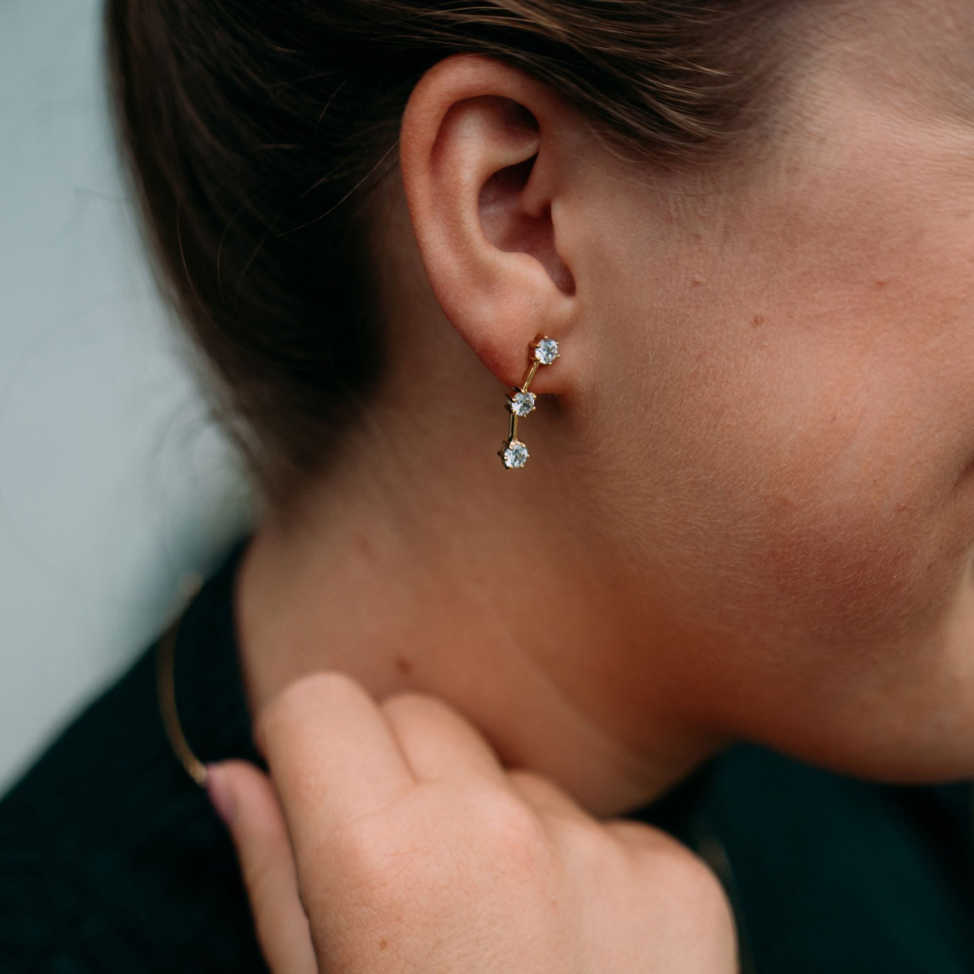 Julie Julsen Paar Ohrhänger 925 Silber vergoldet Zirkonia weiß