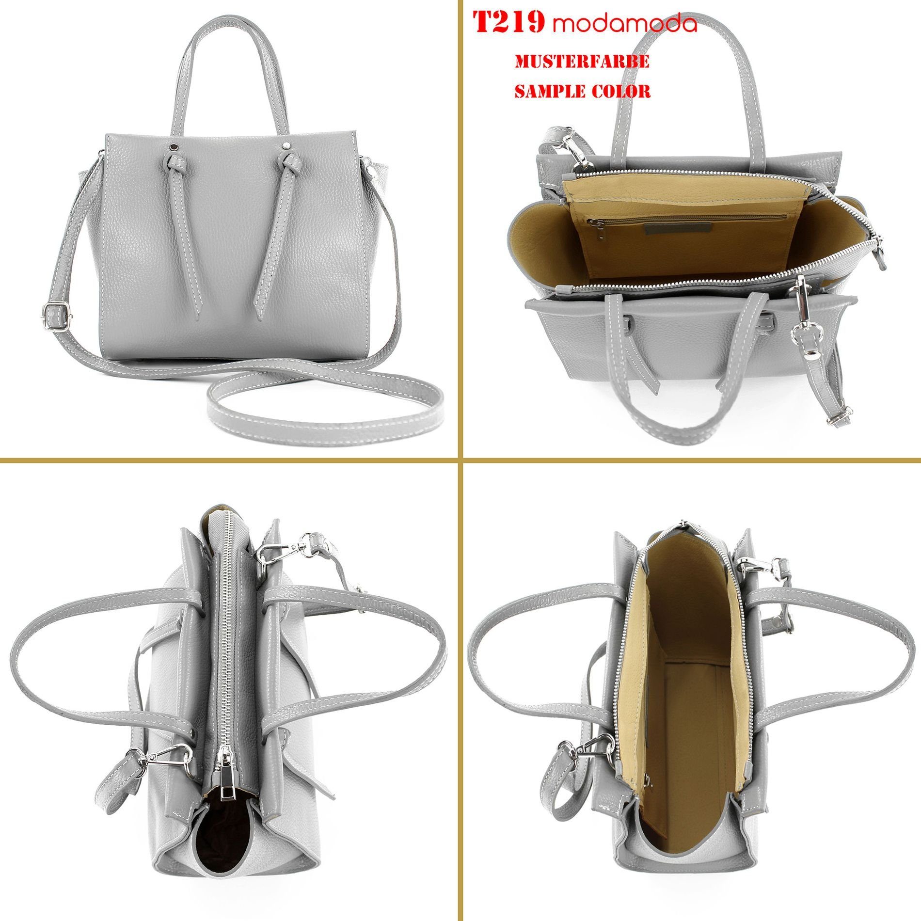 de Camel Schultertasche modamoda Echtleder in Handmade Italy T219,