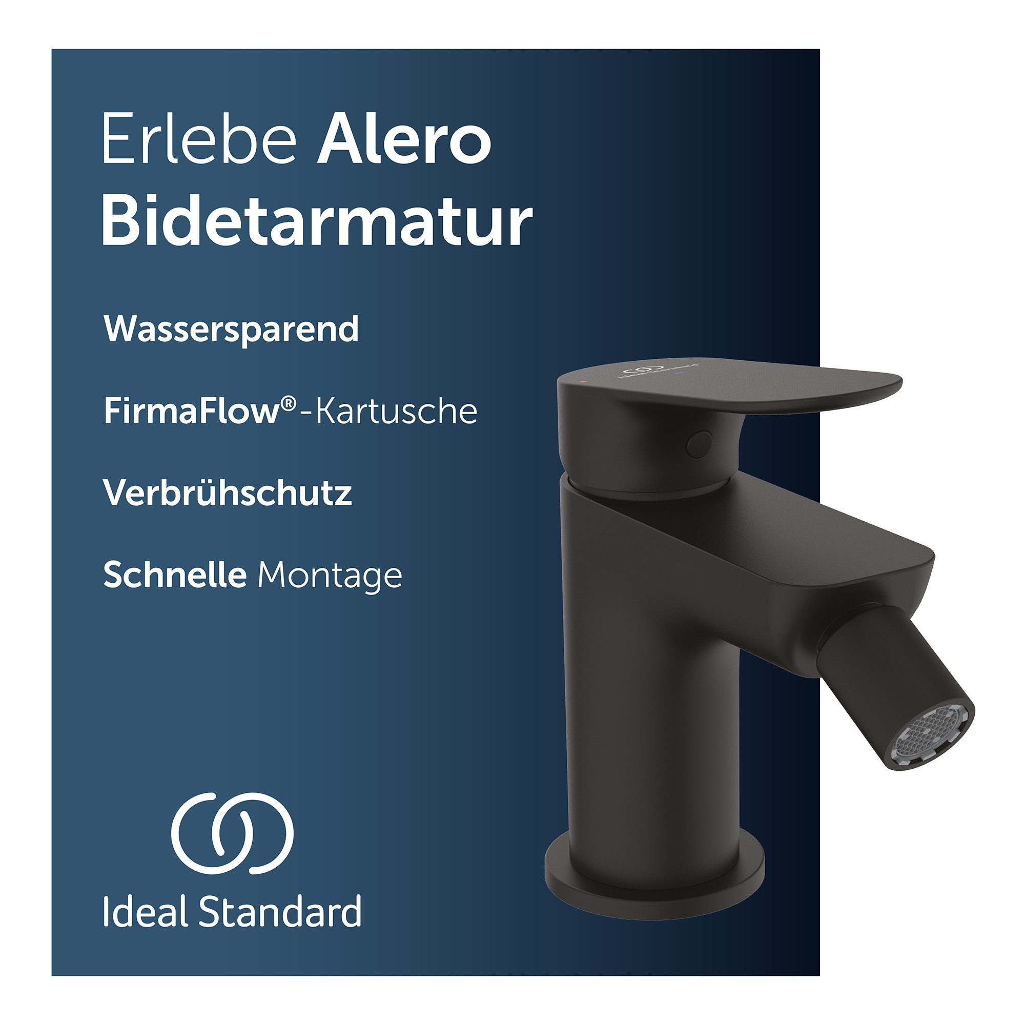 Ideal Standard Bidetarmatur Alero FirmaFlow® Kartusche, Wassersparend, EasyFix® Schnellmontagesystem
