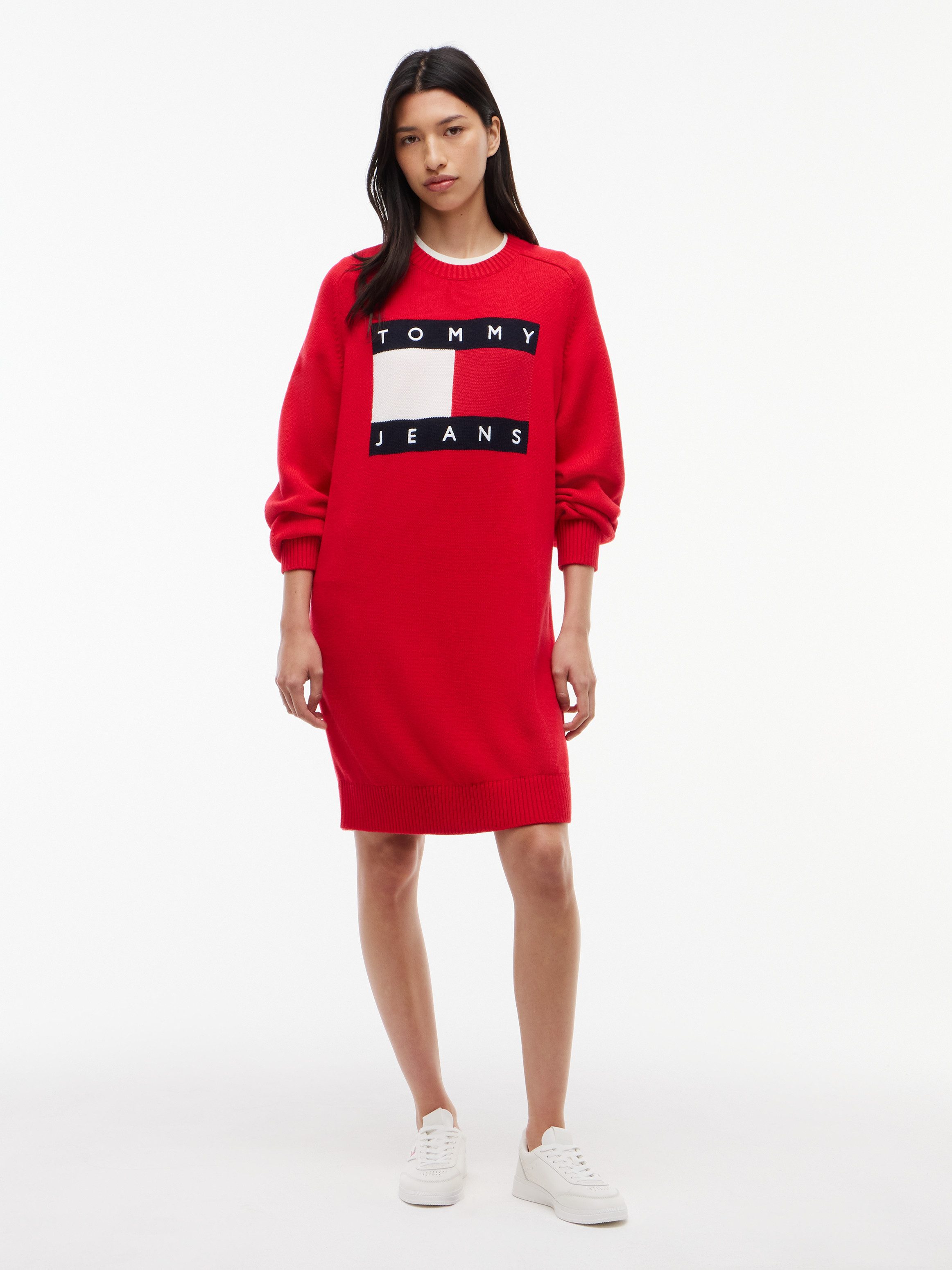 Tommy Jeans Sweatkleid TJW SWEATER FLAG DRESS EXT Baumwollmischung