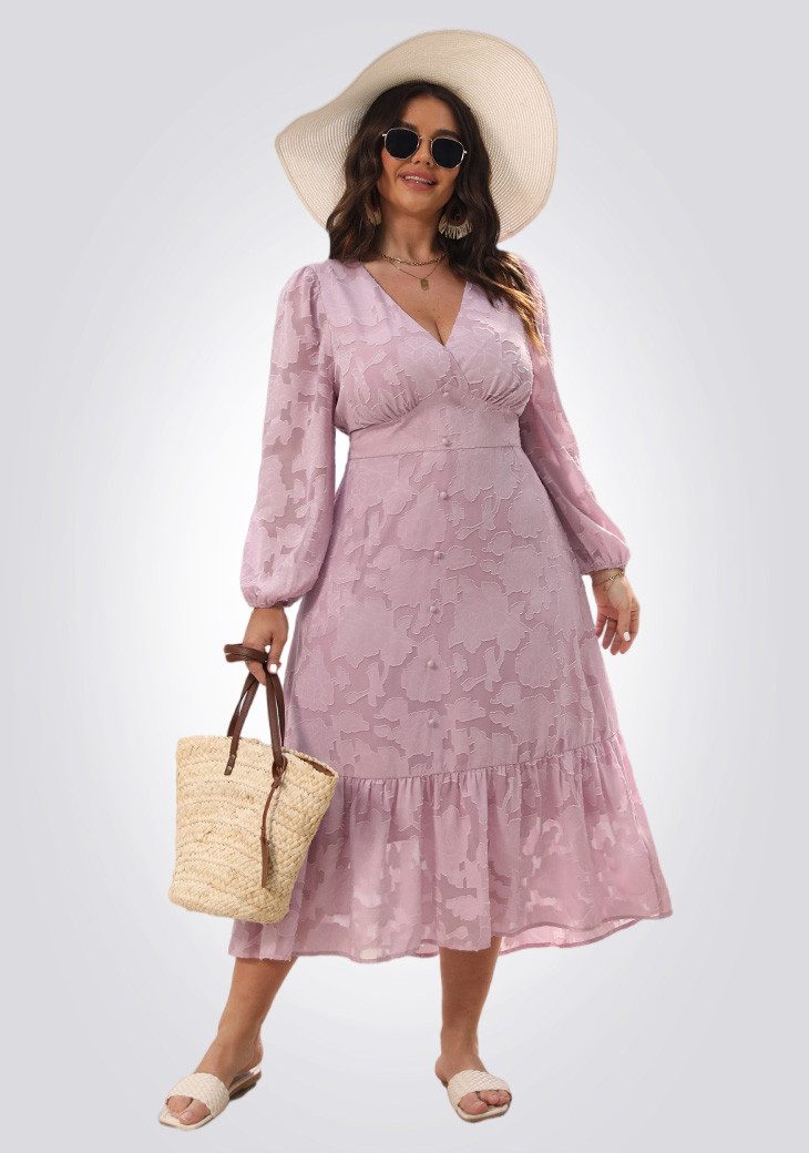Strandkleid Plus Size Blasenärmel Kleid