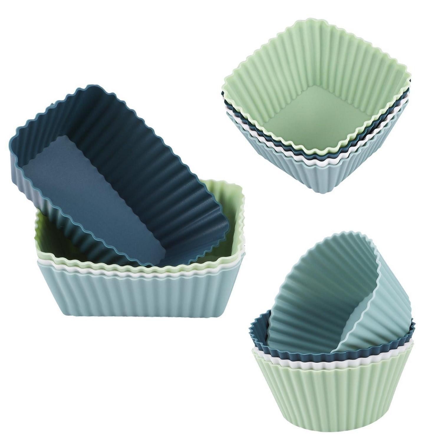 LuxusKollektion Muffinform Muffinbackform Silikon 12tlg Rechteck/Kreis, (12-tlg)