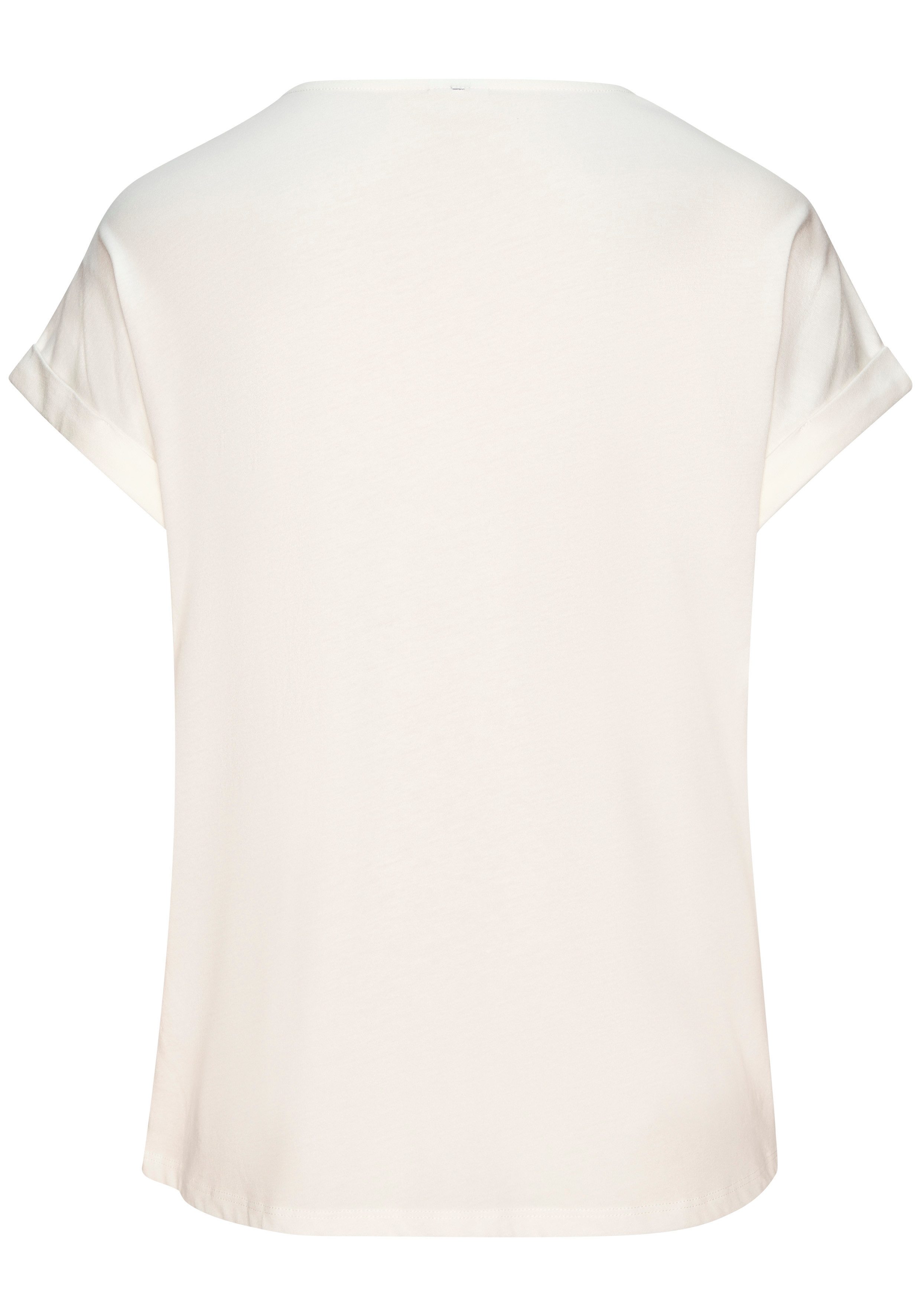 Vivance by Lascana T-Shirt mit glänzendem Frontprint aus angenehmer Baumwoll-Modal-Qualität