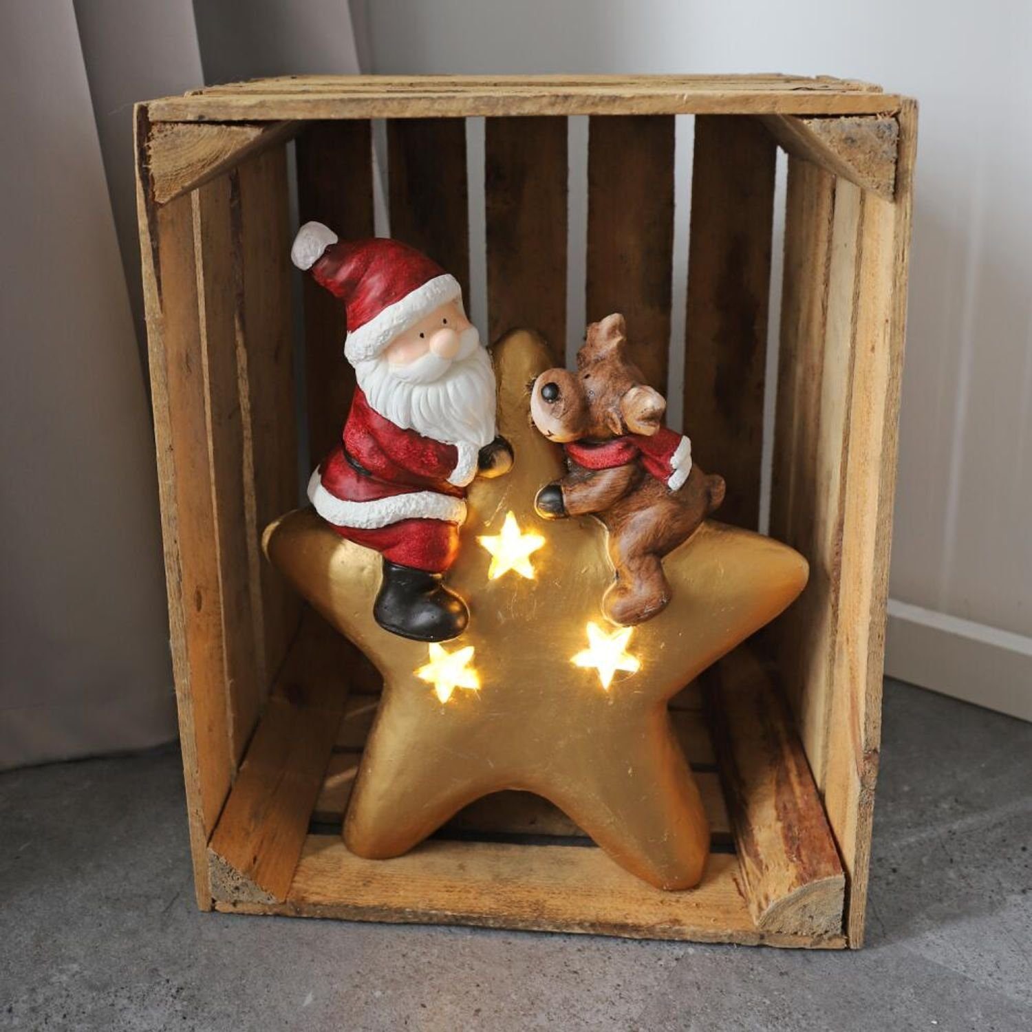 mit Dekofigur Kugelleuchte Weihnachtsmann BURI Rentier Stern Dekoration LED &