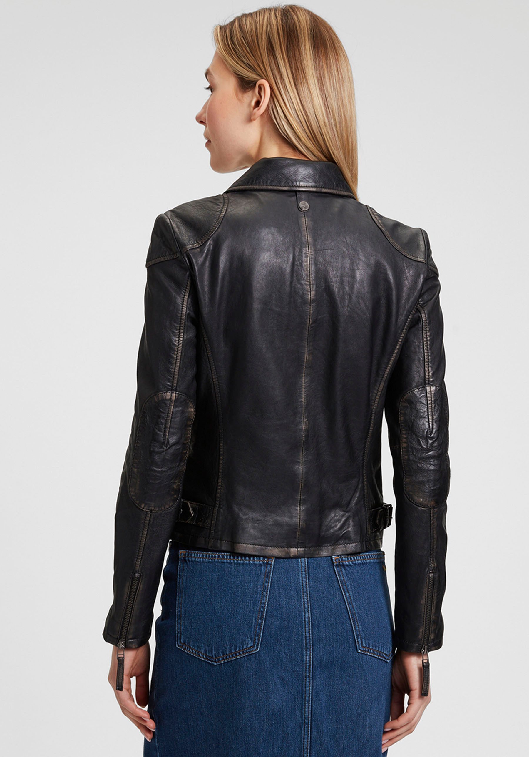 Mauritius Lederjacke "MWPeggie" im Vintage-Look, asymetrischer Reißverschlu günstig online kaufen