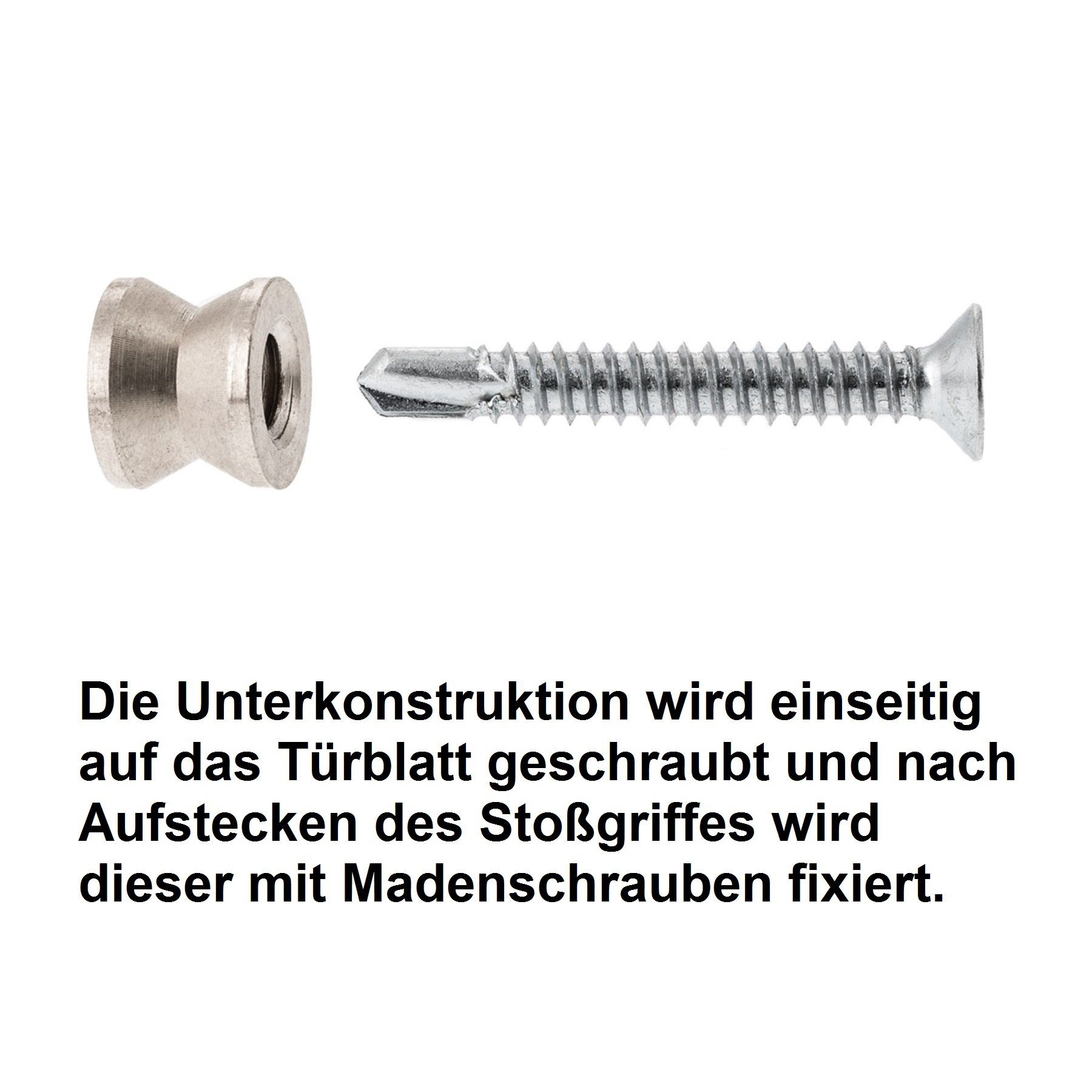 gebürstet zur matt Türbeschläge24 Befestigung, 45° V2A Winkel, Edelstahl Stoßgriff einseitigen Befestigungsmaterial, inkl.