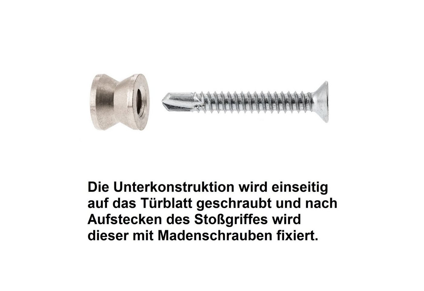 Thumbnail - Türbeschläge24 Stoßgriff Bauhaus für Haustüren, zur einseitigen Befestigung, Lochabst. 350 mm, Edelstahl / Edelstahl pol...