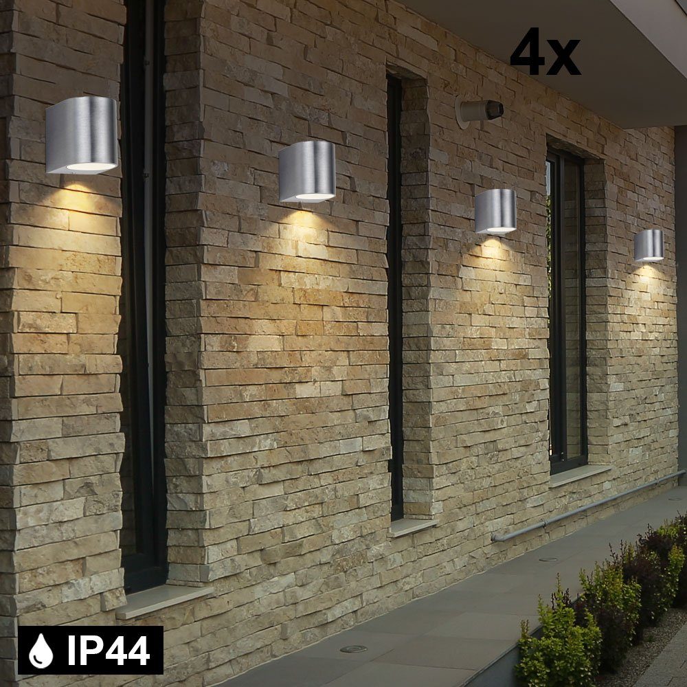 etc-shop Außen-Wandleuchte, Leuchtmittel nicht inklusive, 4er Set Außen  Beleuchtung Fassaden Wand Lampen Down Strahler Hof