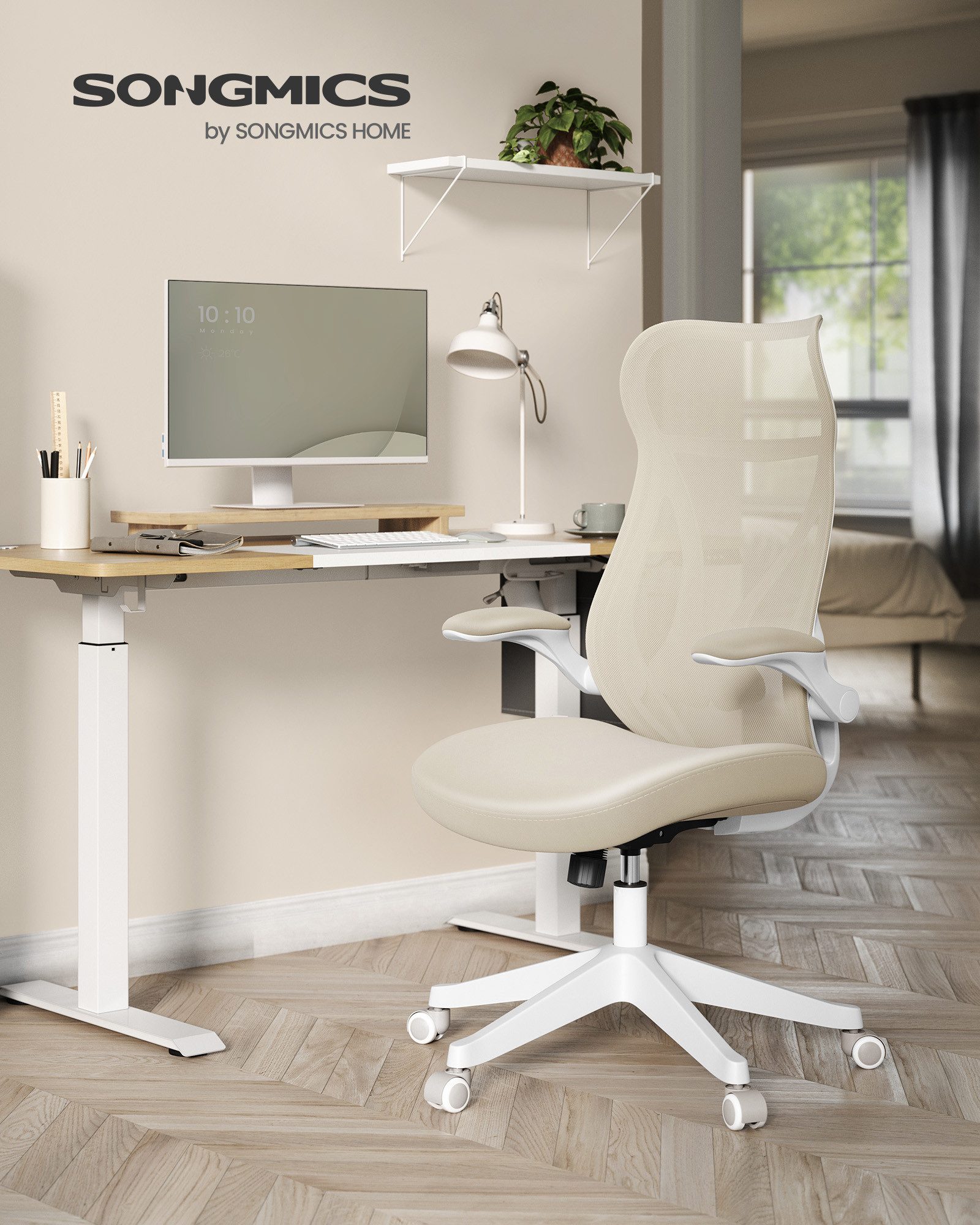 SONGMICS Bürostuhl, Schreibtischstuhl, ergonomische Rückenlehne, hochklappb günstig online kaufen