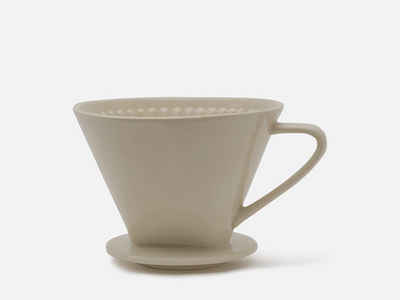 El Puente Handfilter Großer Kaffeefilter aus Keramik in beige, Zubehör für Kaffeefilter aus 100% Bio-Baumwolle, ca. 19,5 x 12,5 cm