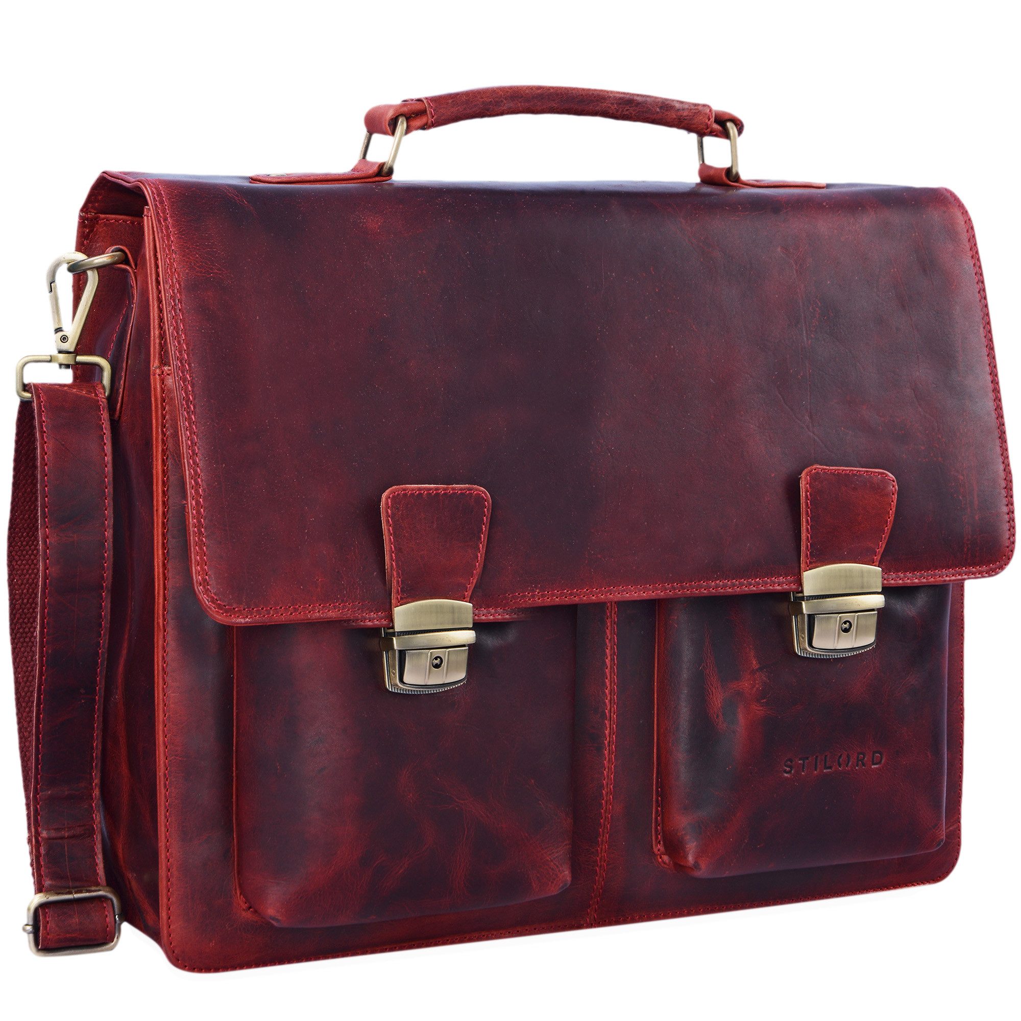 STILORD Aktentasche "Tiberius" Vintage Aktentasche Leder