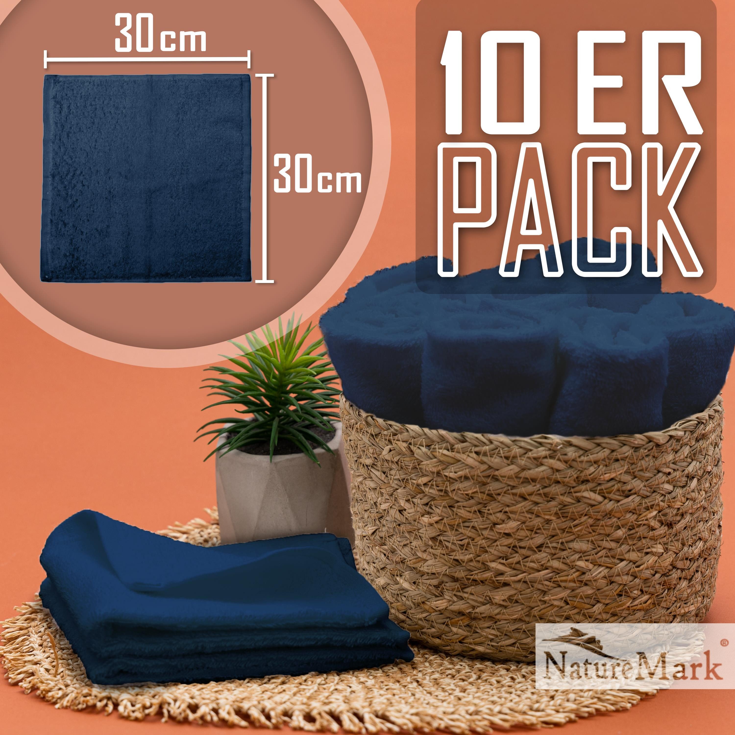 NatureMark Seiftuch 10er-Set Seiftücher 30x30cm 100% Baumwolle, (10-St), Frottier Waschlappen Seiflappen 30 x 30 cm, Navy blau – Bild 2 von 5