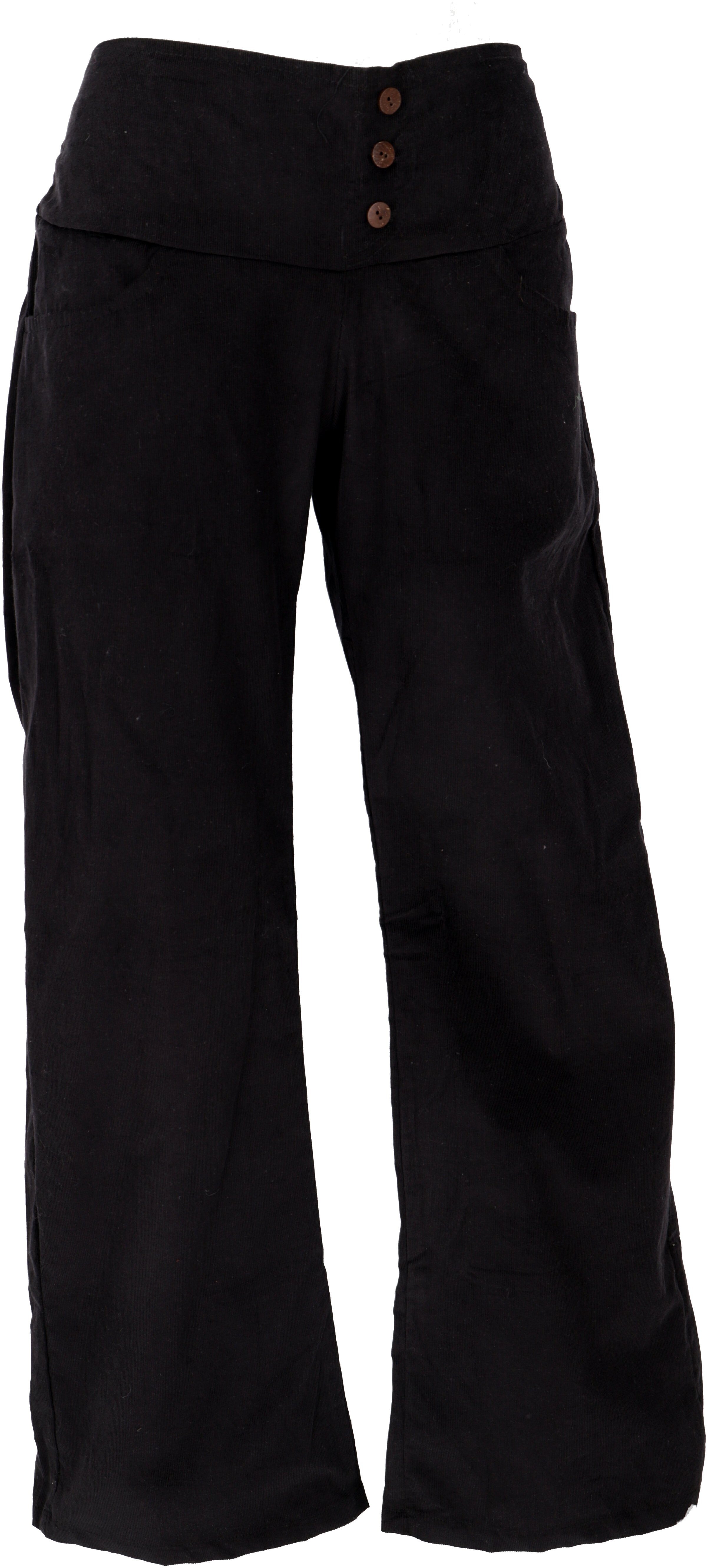 Guru-Shop Relaxhose Cordhose mit leicht ausgestelltem Bein - schwarz Ethno günstig online kaufen