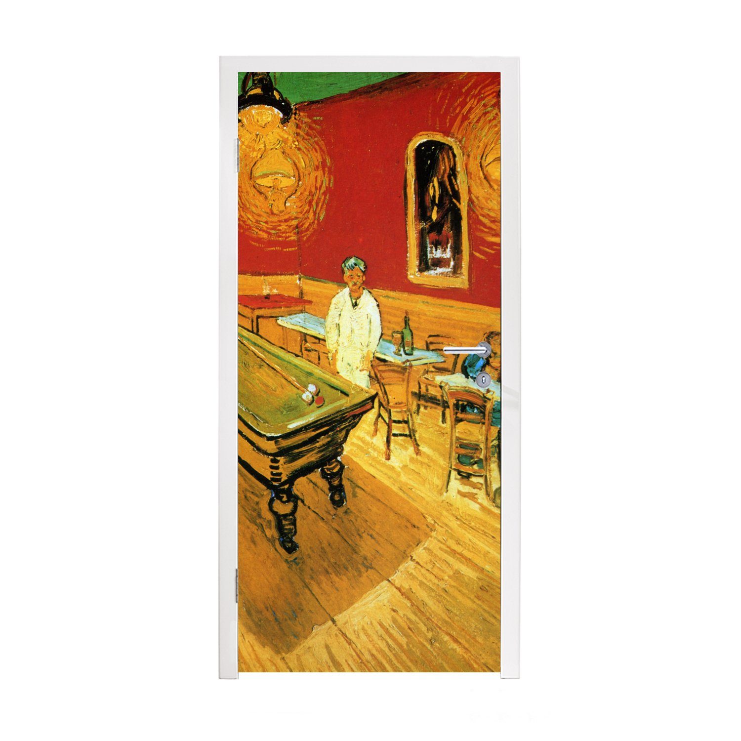 75x205 van bedruckt, cm Gogh, (1 Matt, Nachtcafé St), Tür, Türaufkleber, Das MuchoWow für Fototapete - Vincent Türtapete