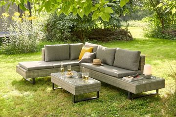 Outdoor Gartenlounge-Set Loungeecke Outdoor BAHRAIN grau Garten-Sofa Loungesofa Outdoorsofa