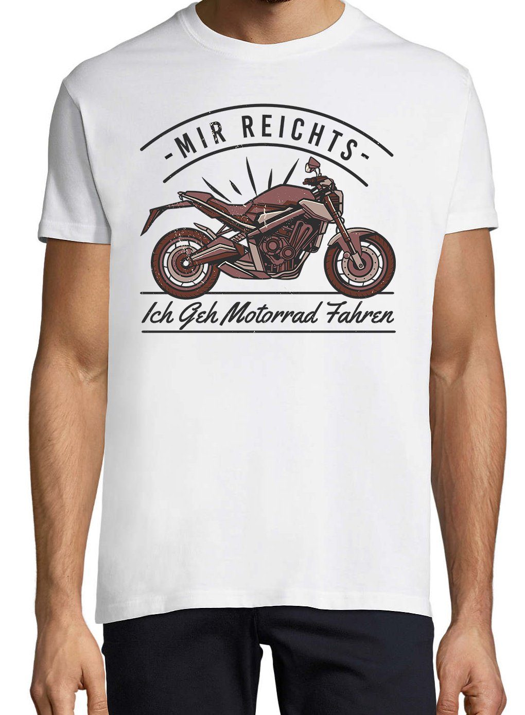 Motorrad Ich Shirt mit Herren lustigem T-Shirt Weiß Youth Frontprint Designz Geh Fahren