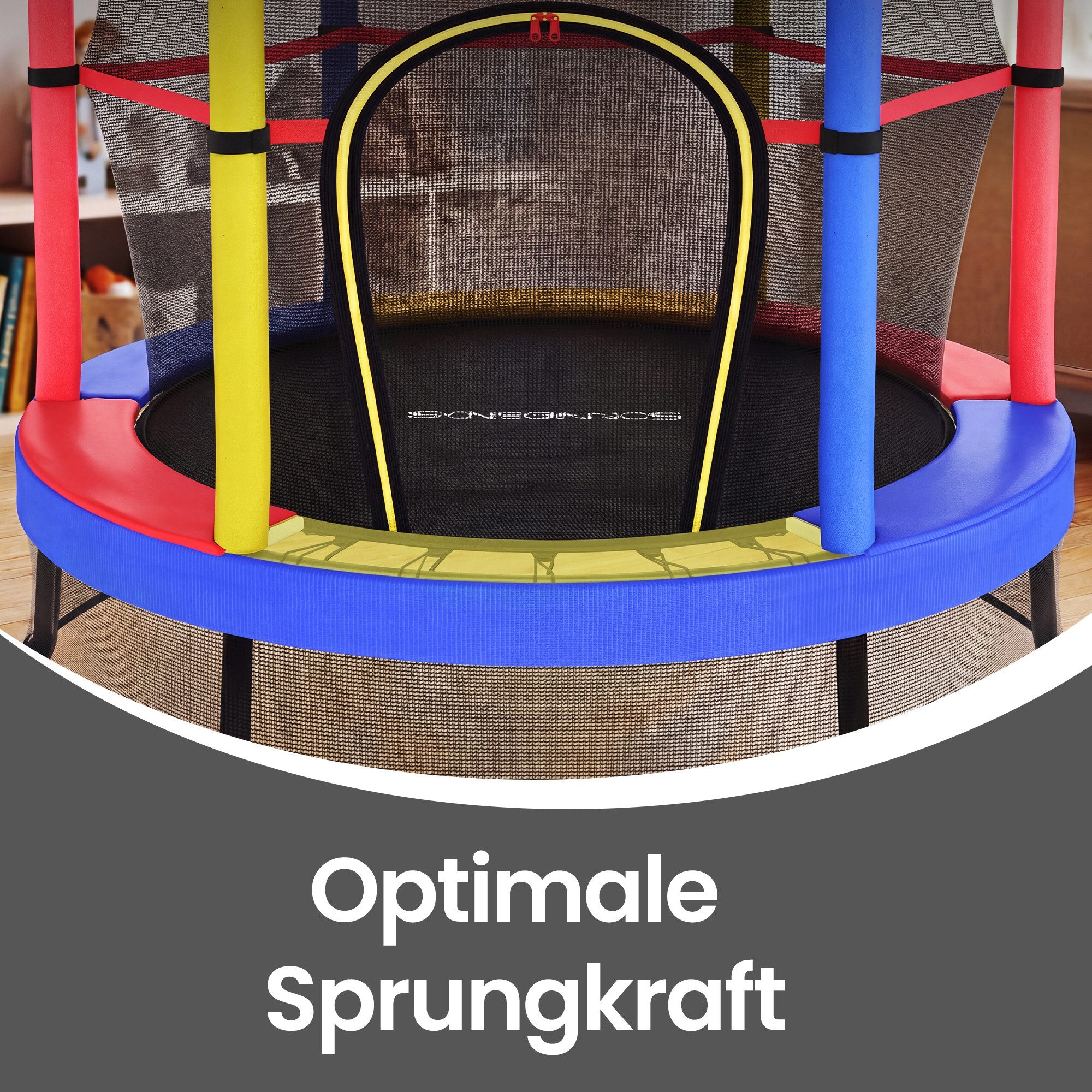 SONGMICS Kindertrampolin 174 cm Kindertrampolin mit Sicherheitsnetz, Randabdeckung, Stahlrahmen, Mini-Trampolin Fitness, Gartentrampolin, für indoor und outdoor – Bild 4 von 5