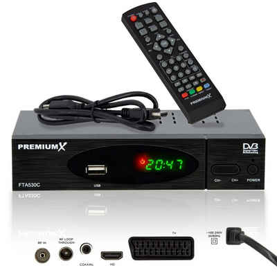 PremiumX »Kabelreceiver DVB-C FTA 530C Digital FullHD TV Auto Installation USB Mediaplayer SCART HDMI Kabelfernsehen für jeden Kabel-Anbieter geeignet« Kabel-Receiver