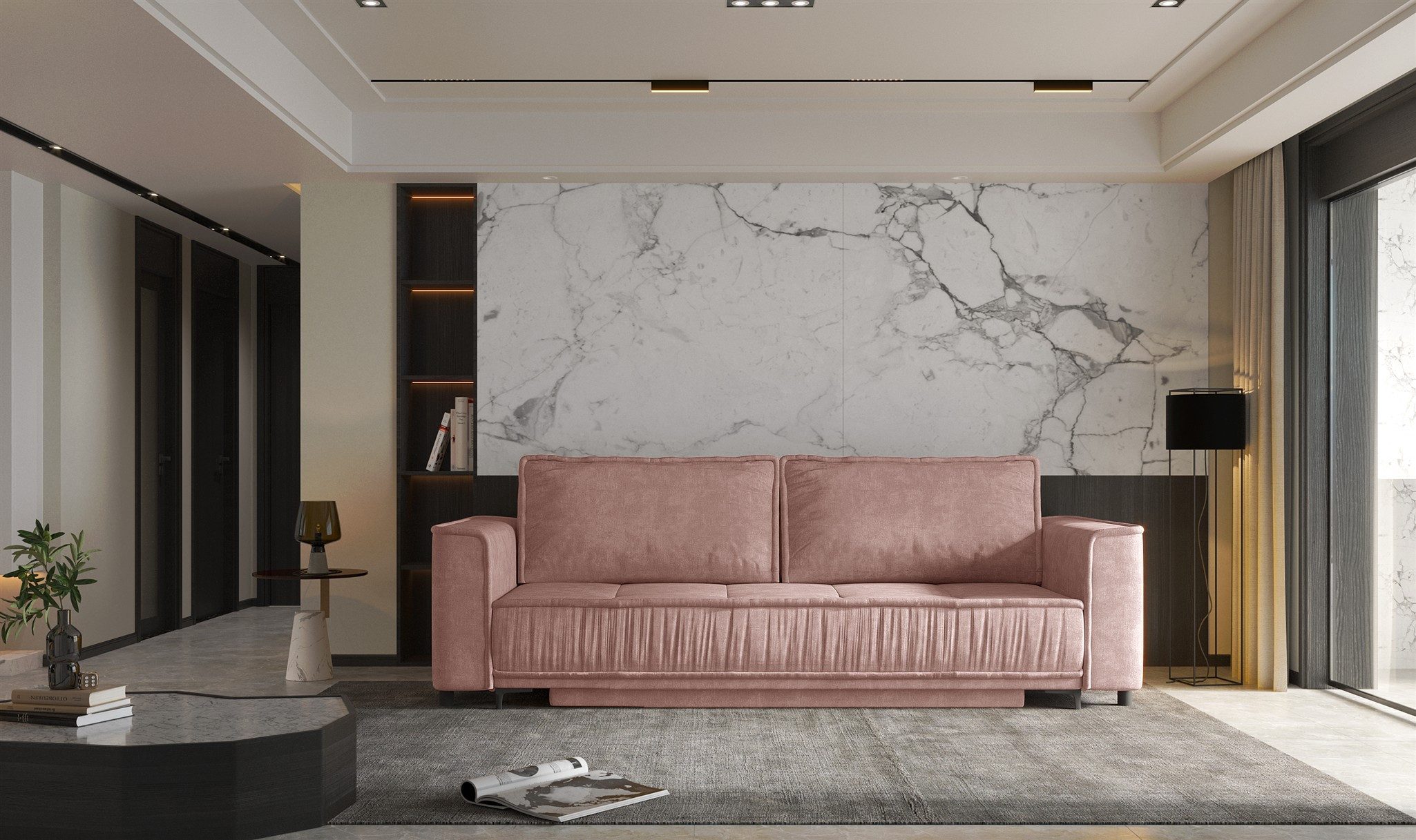 Fun Möbel 3-Sitzer Sofa FUN ARGUS mit Schlaffunktion in Stoff Terra, mit Bettkasten, Rundumbezug und ausziehbare Liegefläche