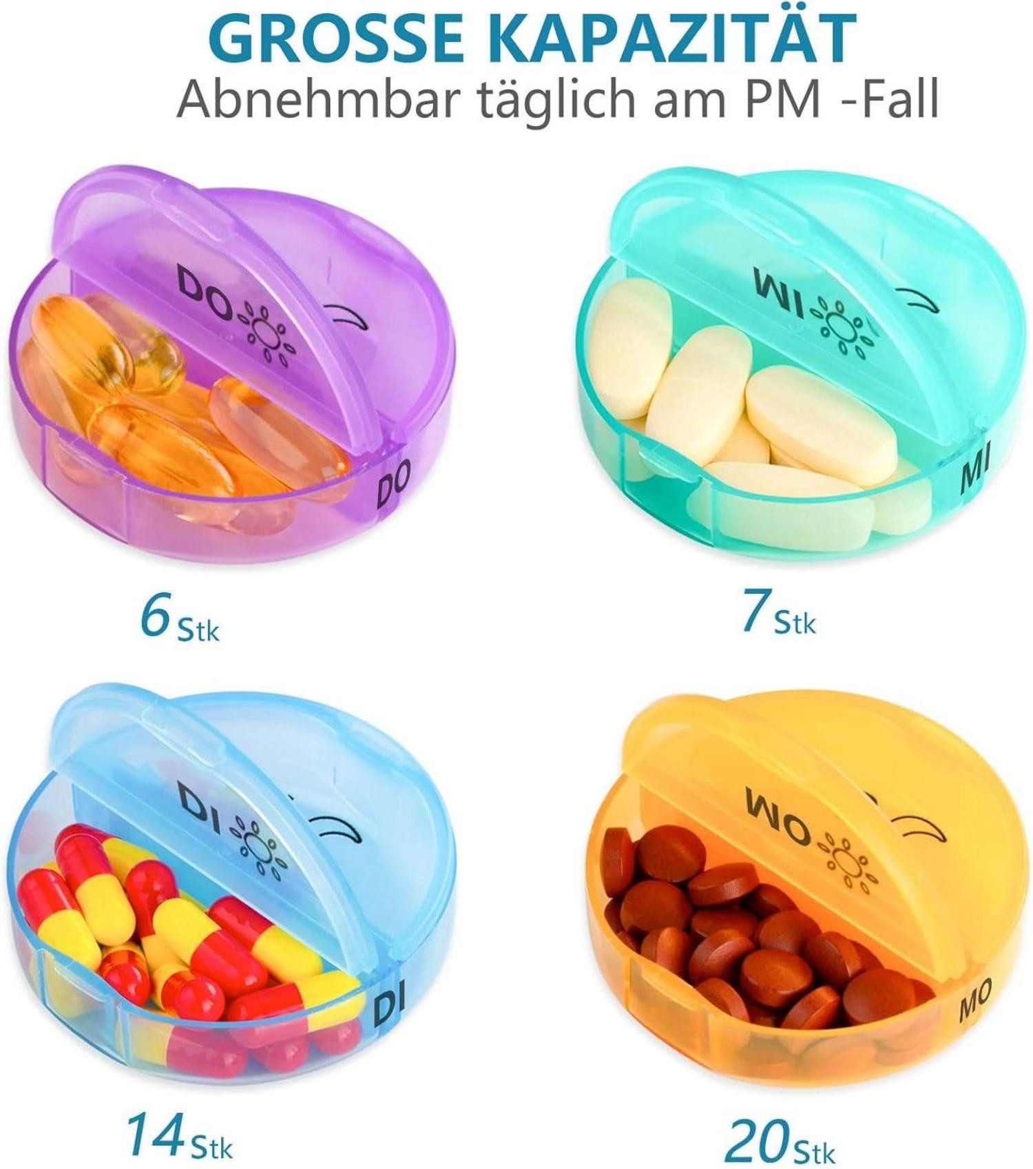 Thumbnail - LuxusKollektion Pillendose Pillendose 28 Tage 1 Monat Tägliche Medikamentenbox für Pillen