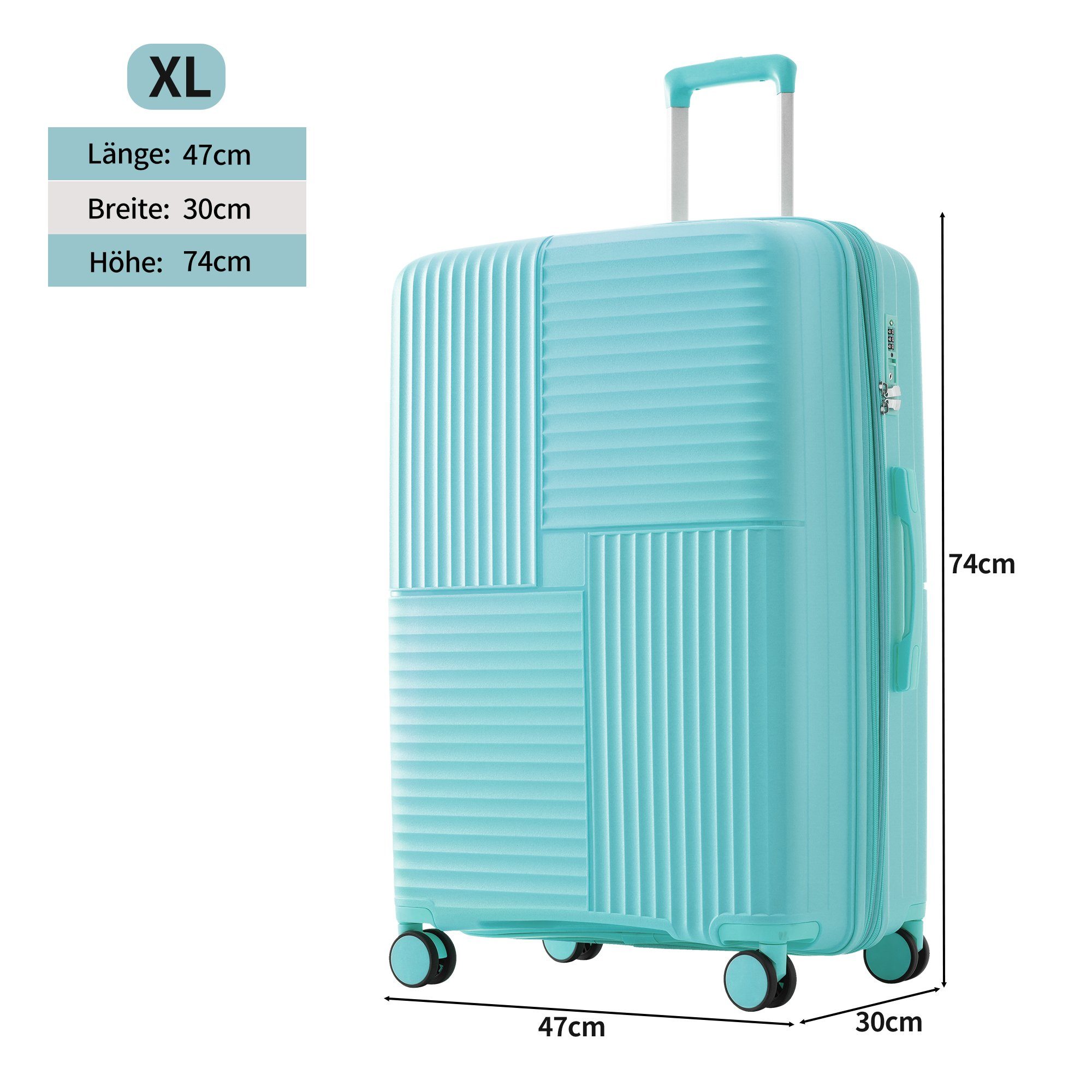 3er GLIESE Reisekoffer Trolleyset Set Grün Blau