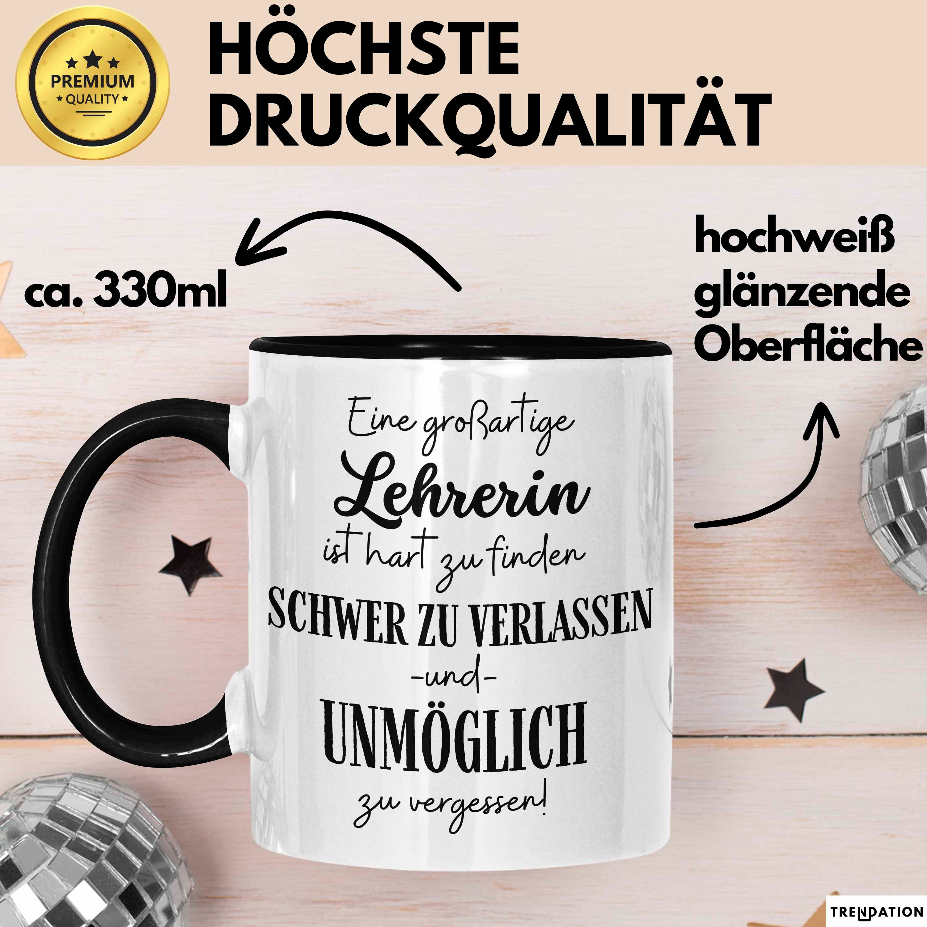 Trendation Tasse Lehrerin Abschied Geschenk Tasse Abschiedsgeschenk für Lehrerin Hart Z