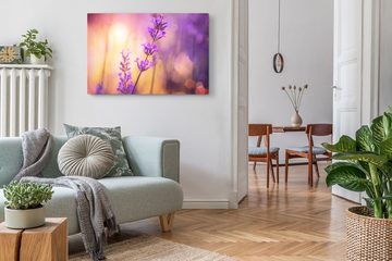 Sinus Art Leinwandbild 120x80cm Wandbild auf Leinwand Lavendel Blumen Violett Lila Fotokunst, (1 St)