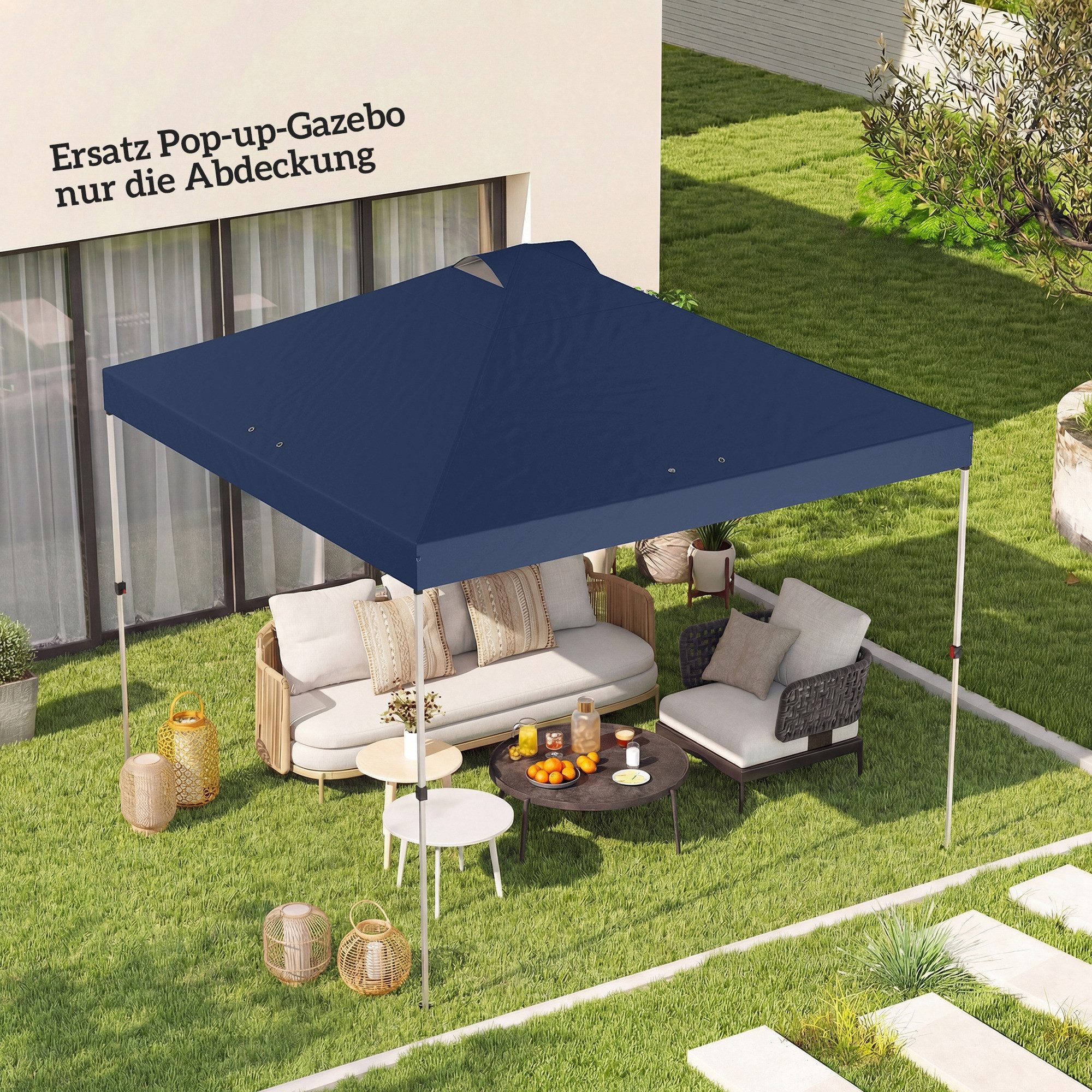 MC Star Pavillon-Ersatzdach Pavillon-Dach Ersatz UV50+ wasserfest, (mit 8 Abflusslöchern 3 x 3 m, Blau)