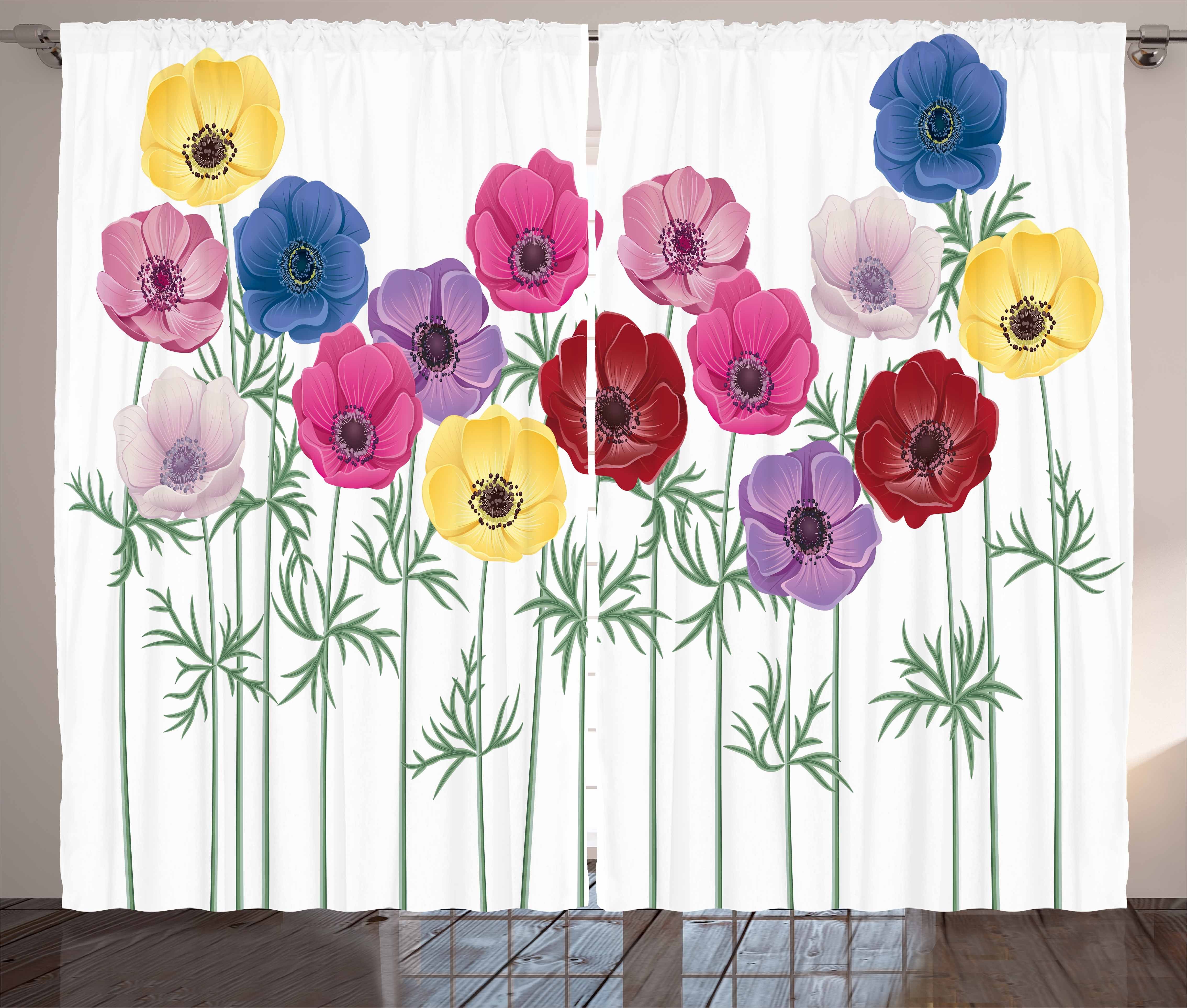 Sommer Blooming Gardine Schlaufen mit Haken, Abakuhaus, Schlafzimmer Kräuselband und Windröschen Vorhang
