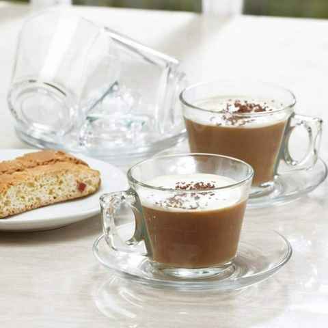 Pasabahce Kaffeeservice VELA (12-tlg), 6 Personen, Glas, mit Henkel, 195 ml, 6 Personen Set