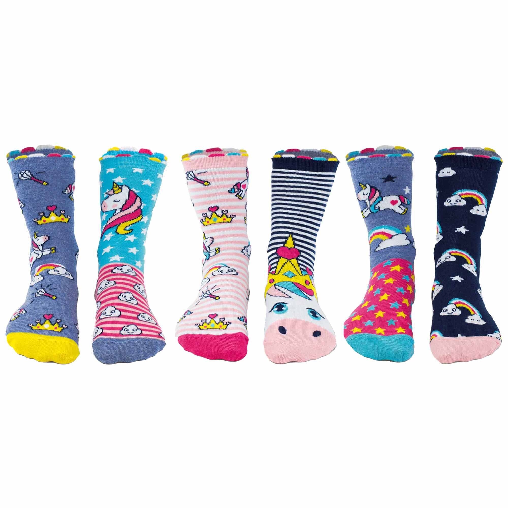 individuelle 6 Oddsocks Socken, Socken - Kinder Unicorn Daze Freizeitsocken United