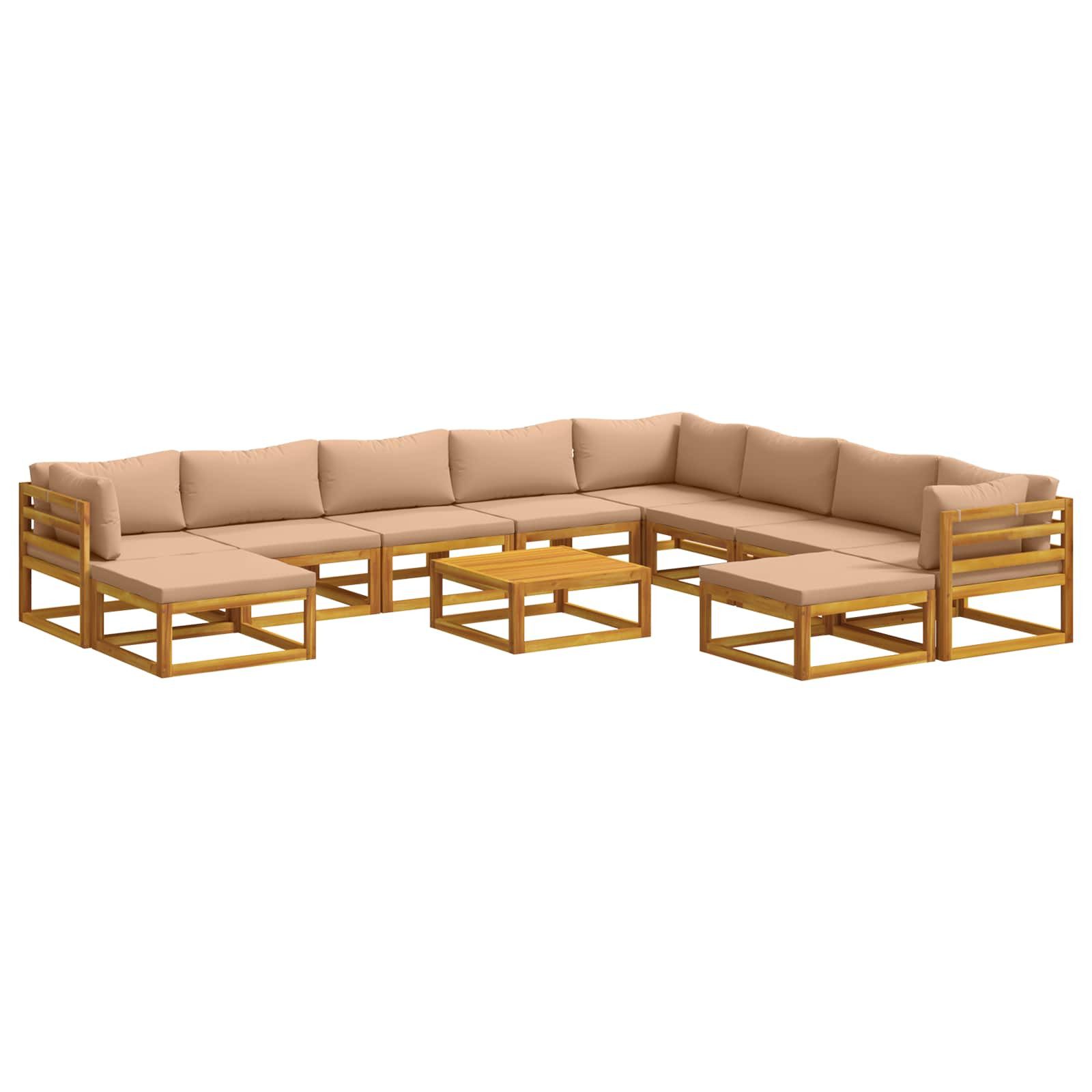 vidaXL Gartenlounge-Set Sofa-Set 11 stk. Natur Massivholz, (11-tlg)