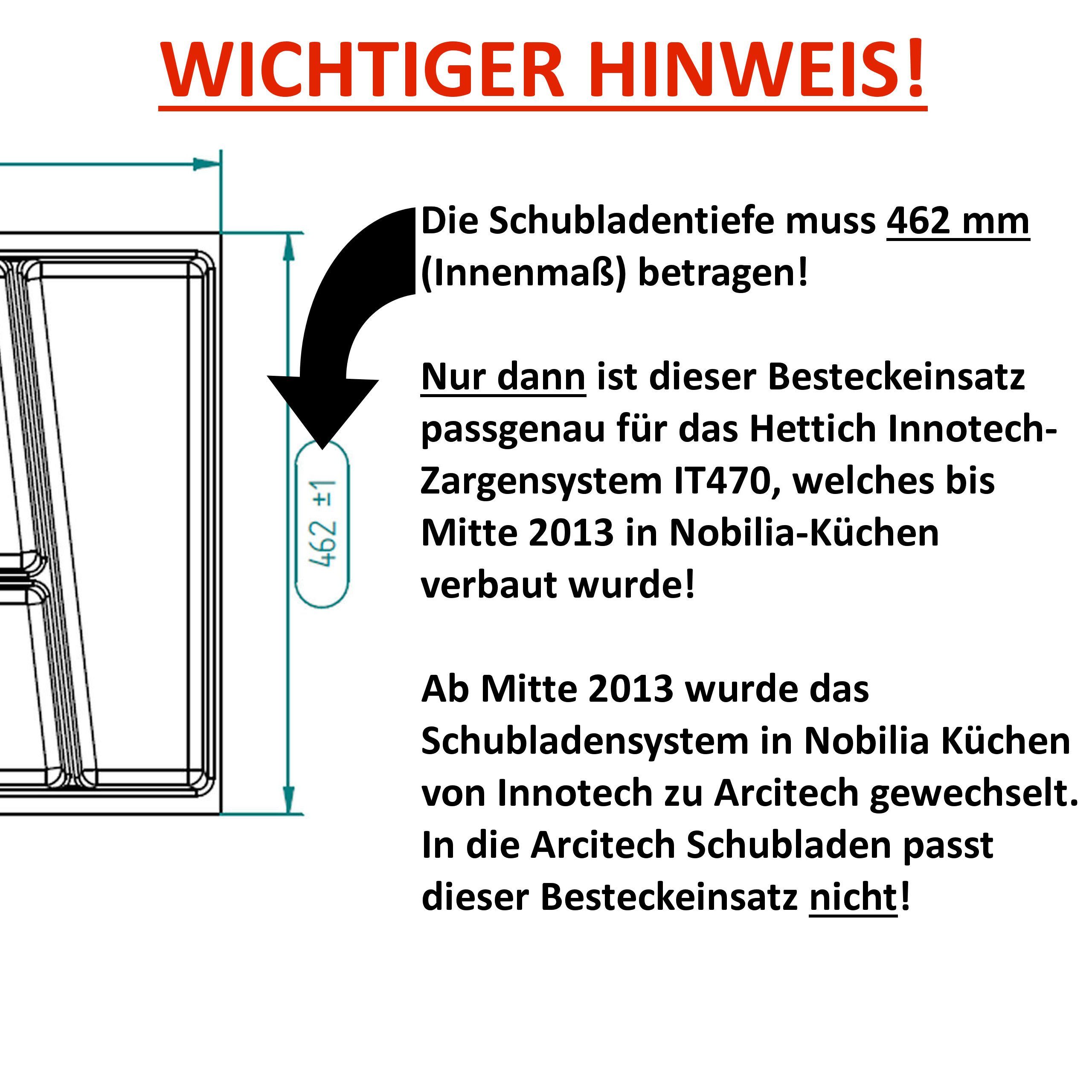 SO-TECH® Besteckeinsatz ORGA-BOX® II Besteckeinsatz Maxi silbergrau für Nobilia 60er (1 St), (462 x 509 mm), BITTE MESSEN SIE IHR SCHUBLADENINNENMASS – Bild 5 von 5