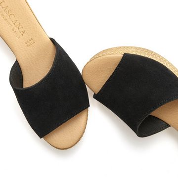 LASCANA Pantolette Mule, Sandale, offener Schuh aus hochwertigem Leder mit Keilabsatz