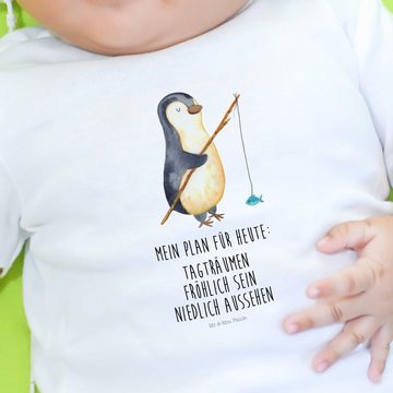 Mr. & Mrs. Panda Strampler Pinguin Angler - Weiß - Geschenk, Bio, Neustart, Hobby, Angel, Wochen (1-tlg)