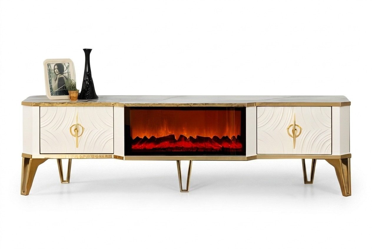 JVmoebel TV-Wand TV-Möbel mit Kaminfunktion und eleganter Beleuchtung, (1-St), Made in Europe