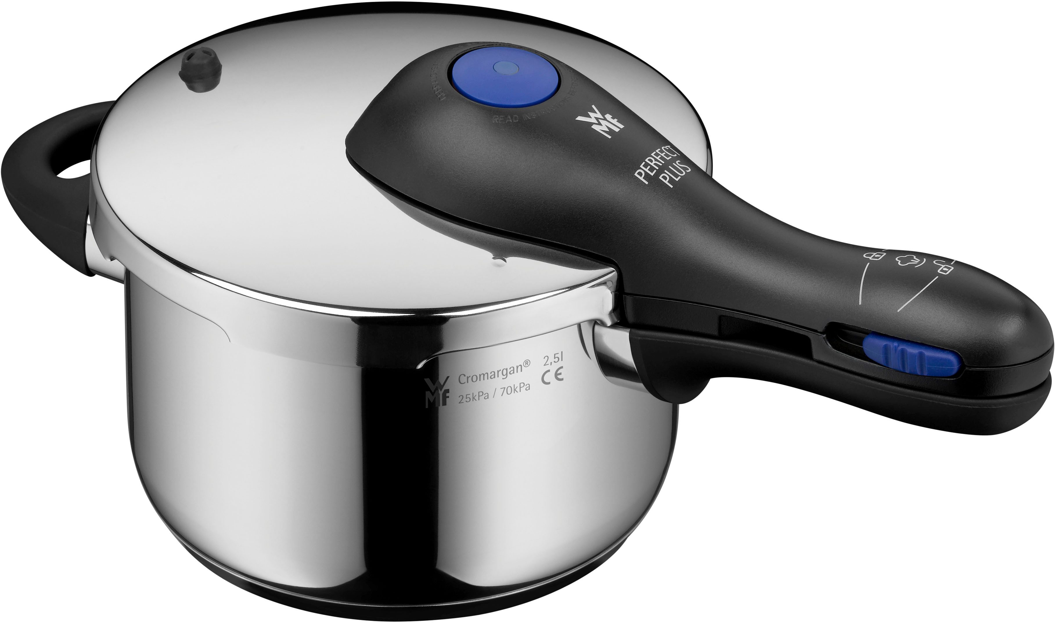 WMF Schnellkochtopf Perfect Plus, 2,5 Liter Dampfkochtopf, Edelstahl, Kochanzeige, Sicherheitssystem, einfache Reinigung