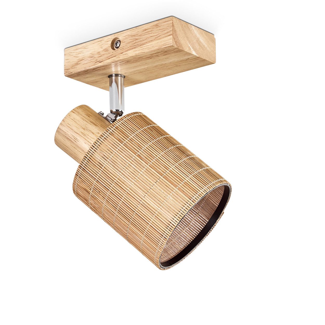 hofstein Deckenleuchte Deckenlampe aus Holz/Metall/Bambus in Naturfarben/Ch günstig online kaufen