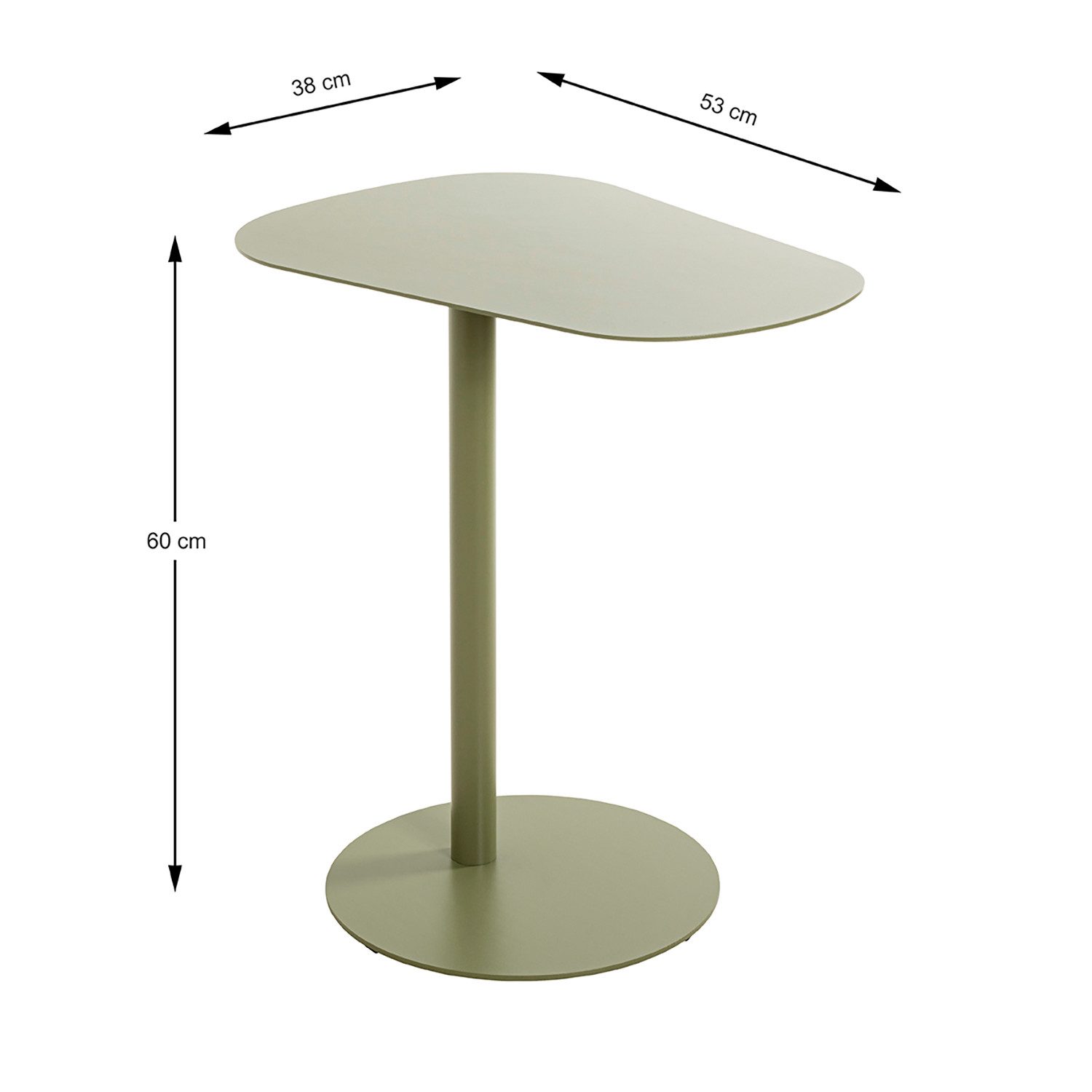 HAKU Beistelltisch Beistelltisch Schilfgrün - Sofatisch Metall - B 53 x H 60 x T 38 cm (1xBeistelltisch, Dekotisch - kleiner Tisch), Beistelltisch aus Metall