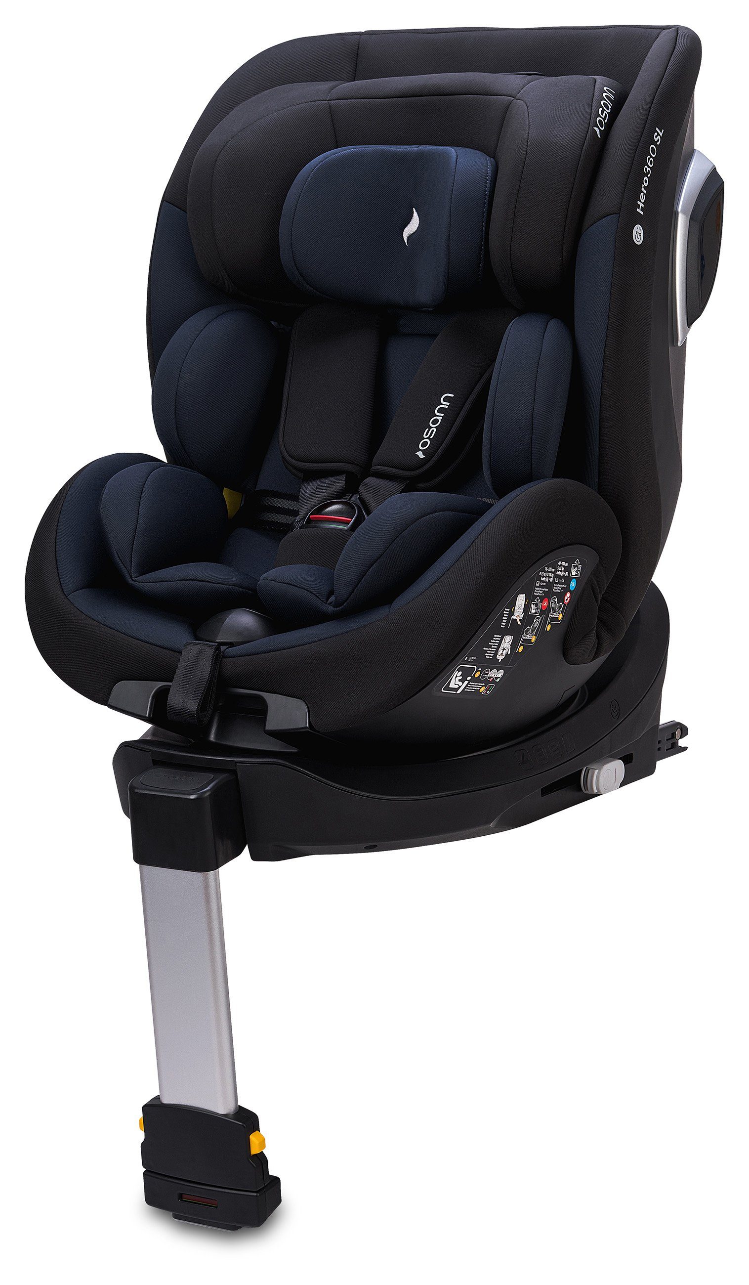 Osann Autokindersitz Hero360 SL, ab: Geburt, drehbarer Kindersitz von 40 bis 105 cm mit Isofix und Standfuß Dunkelblau