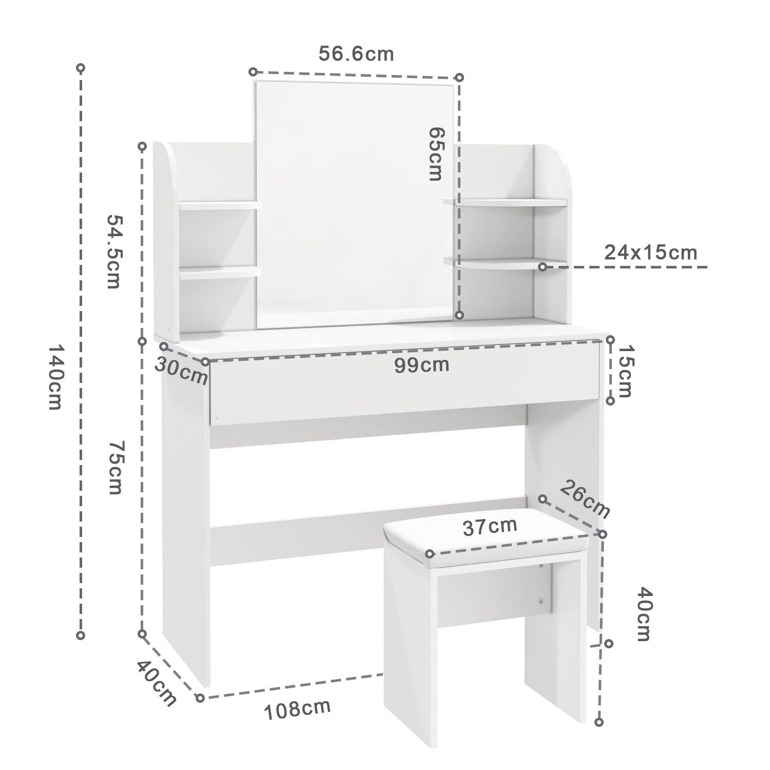 SONNI Schminktisch Schminktisch mit LED-Beleuchtung weiß, Frisiertisch, Dic günstig online kaufen