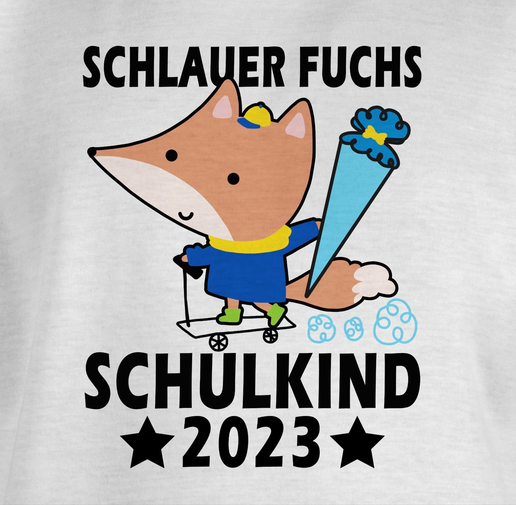 T-Shirt Shirtracer Fuchs Weiß 3 Schulkind Einschulung Mädchen - schwarz Schlauer 2023